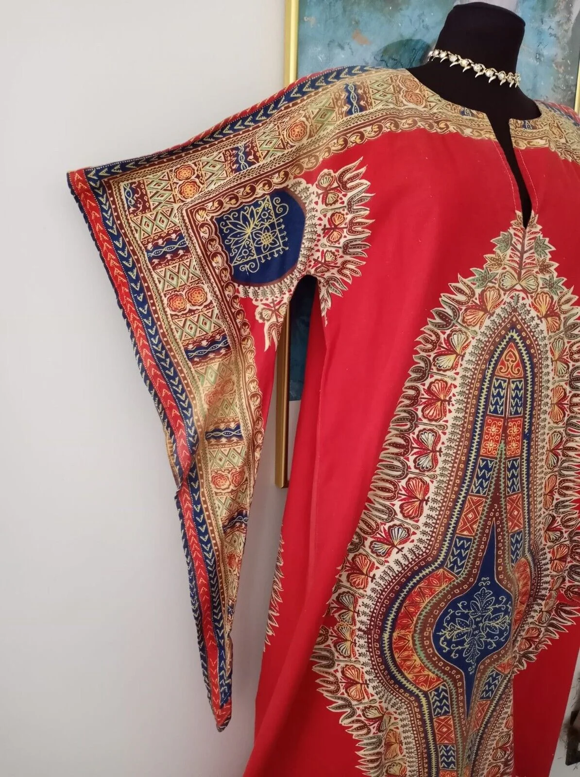 60s/70s Moroccan Caftan Festival Dress Wizard Sleeves - Image 10