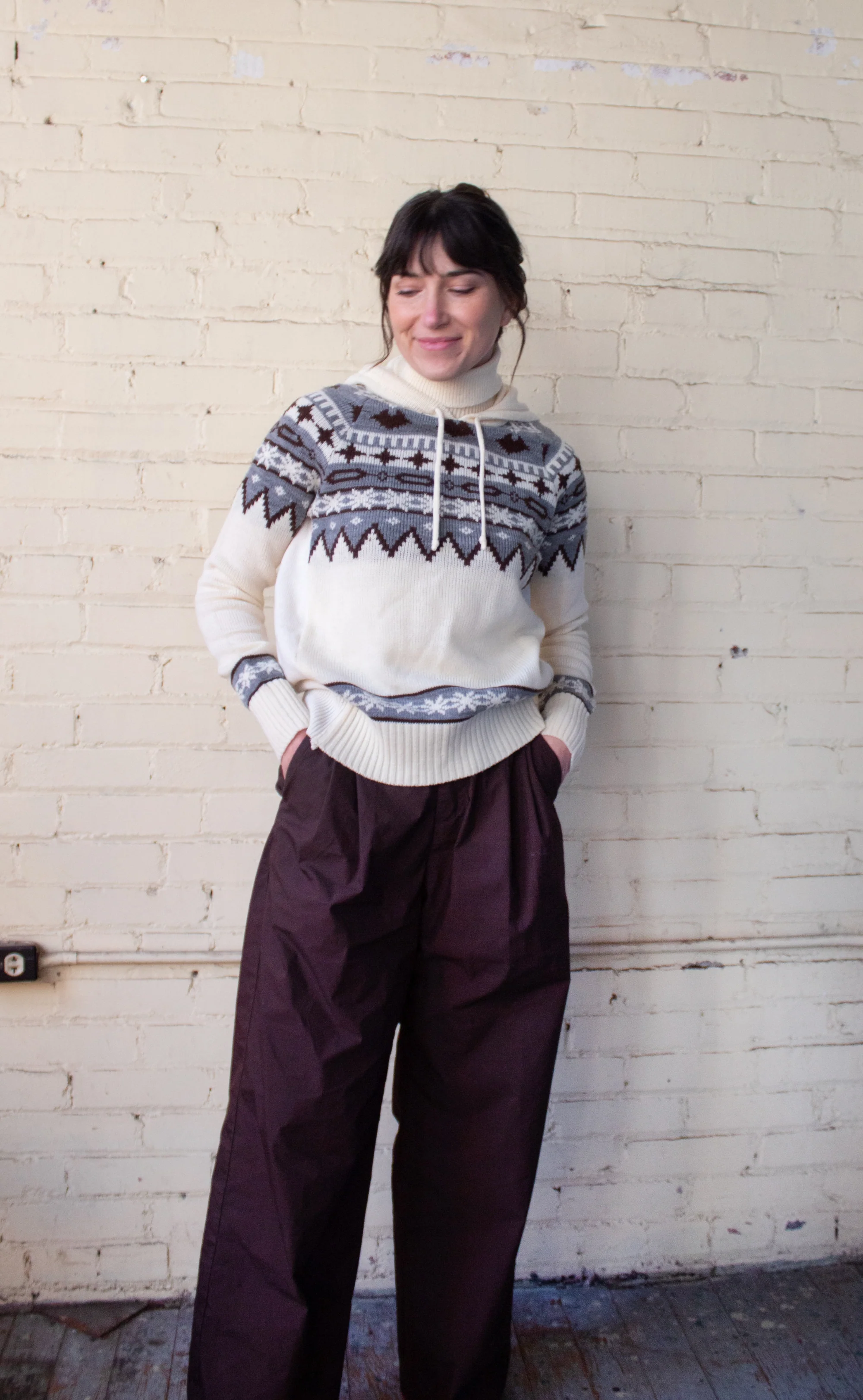 60s/70s Multicolored Turtleneck Sweater With Hood Medium By Tomboy of California - Image 8