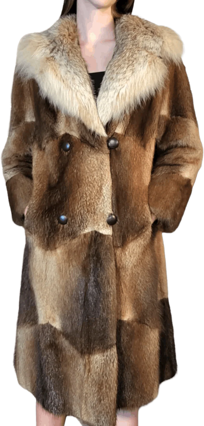 60s/70s Muskrat And Fox Fur Mod Rich Auntie Coat by Halle Bros