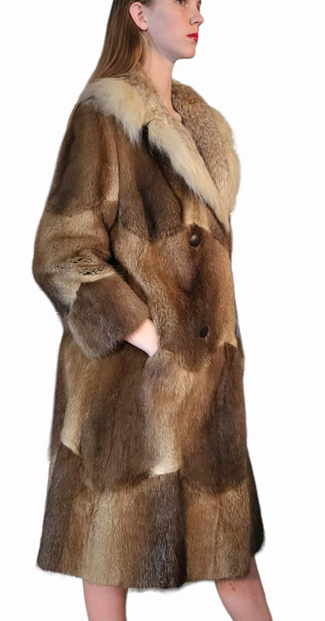 60s/70s Muskrat And Fox Fur Mod Rich Auntie Coat by Halle Bros - Image 5