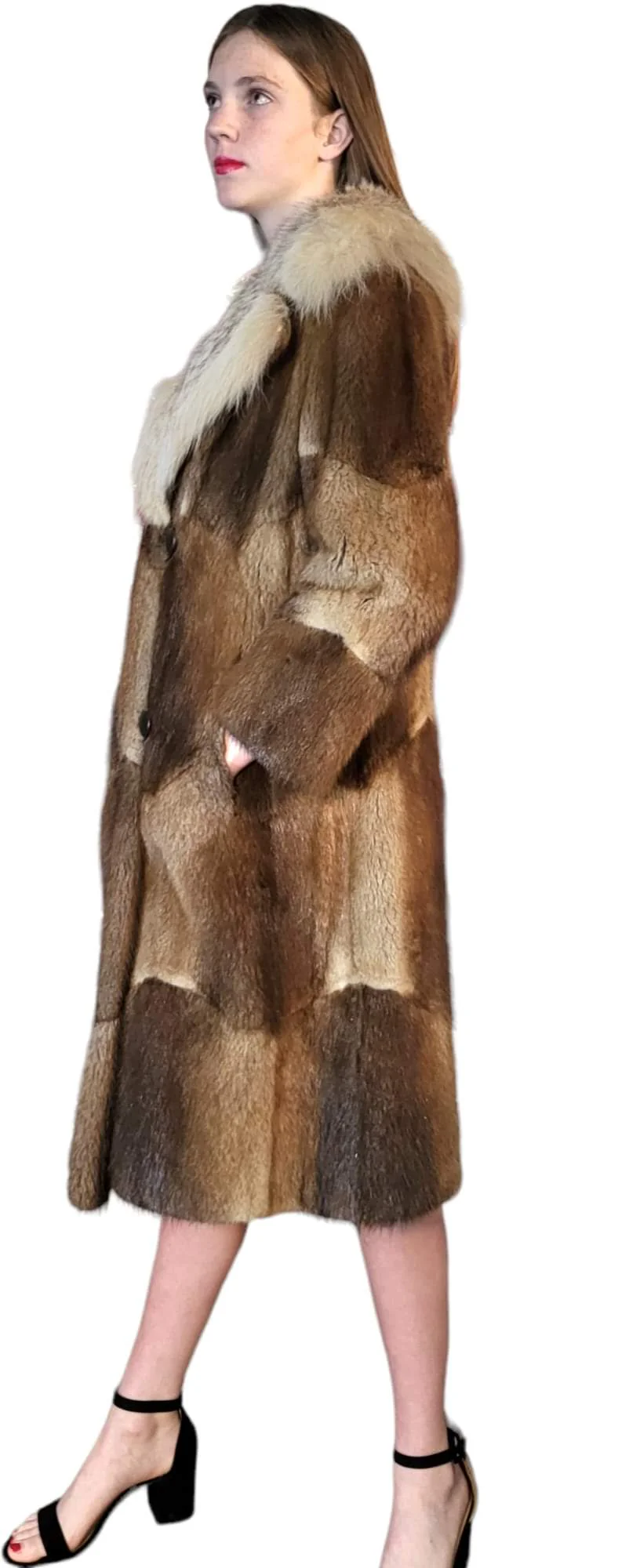 60s/70s Muskrat And Fox Fur Mod Rich Auntie Coat by Halle Bros - Image 9