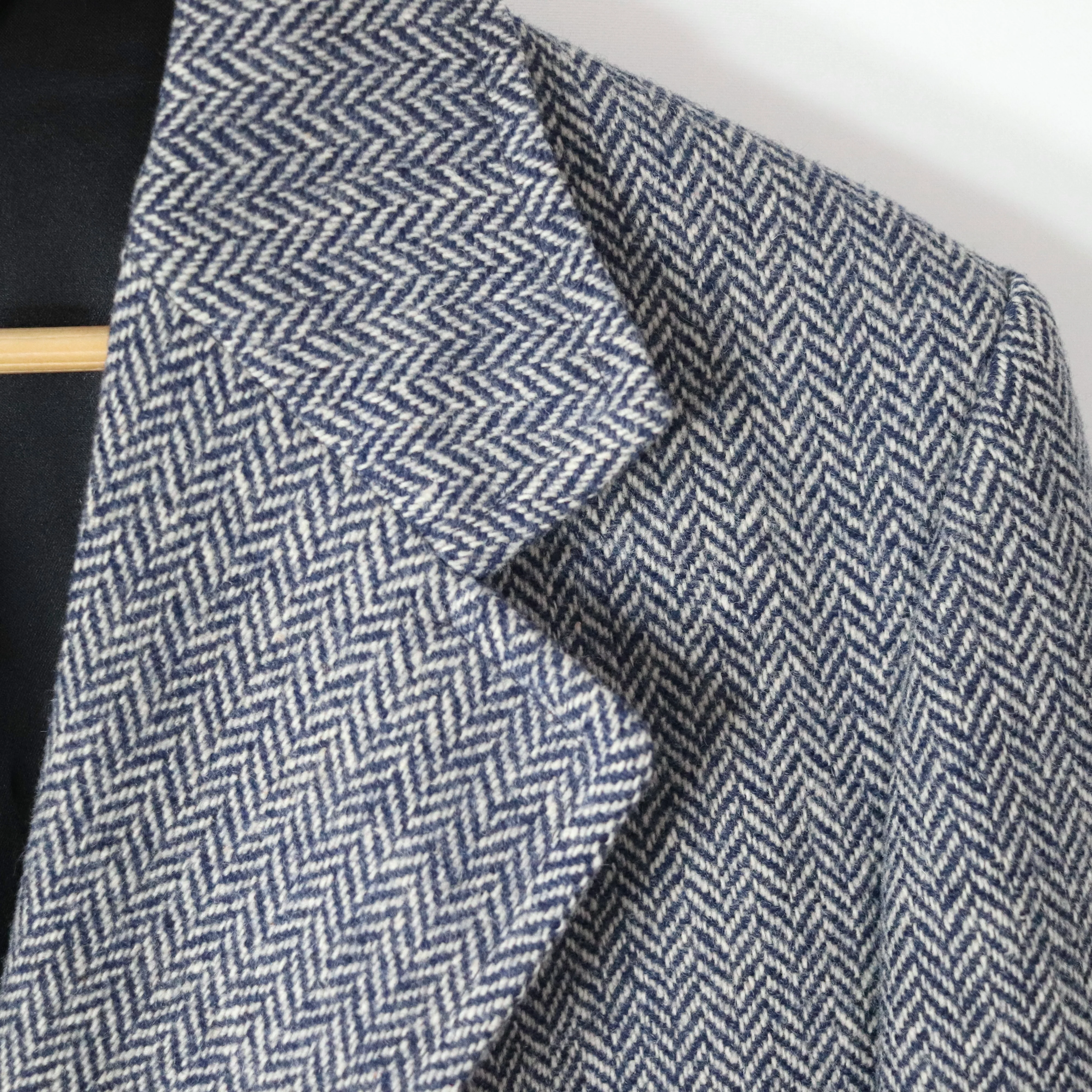 60s/70s Navy Herringbone Tweed Wool Coat Overcoat Topcoat By Anderson Little - Image 5