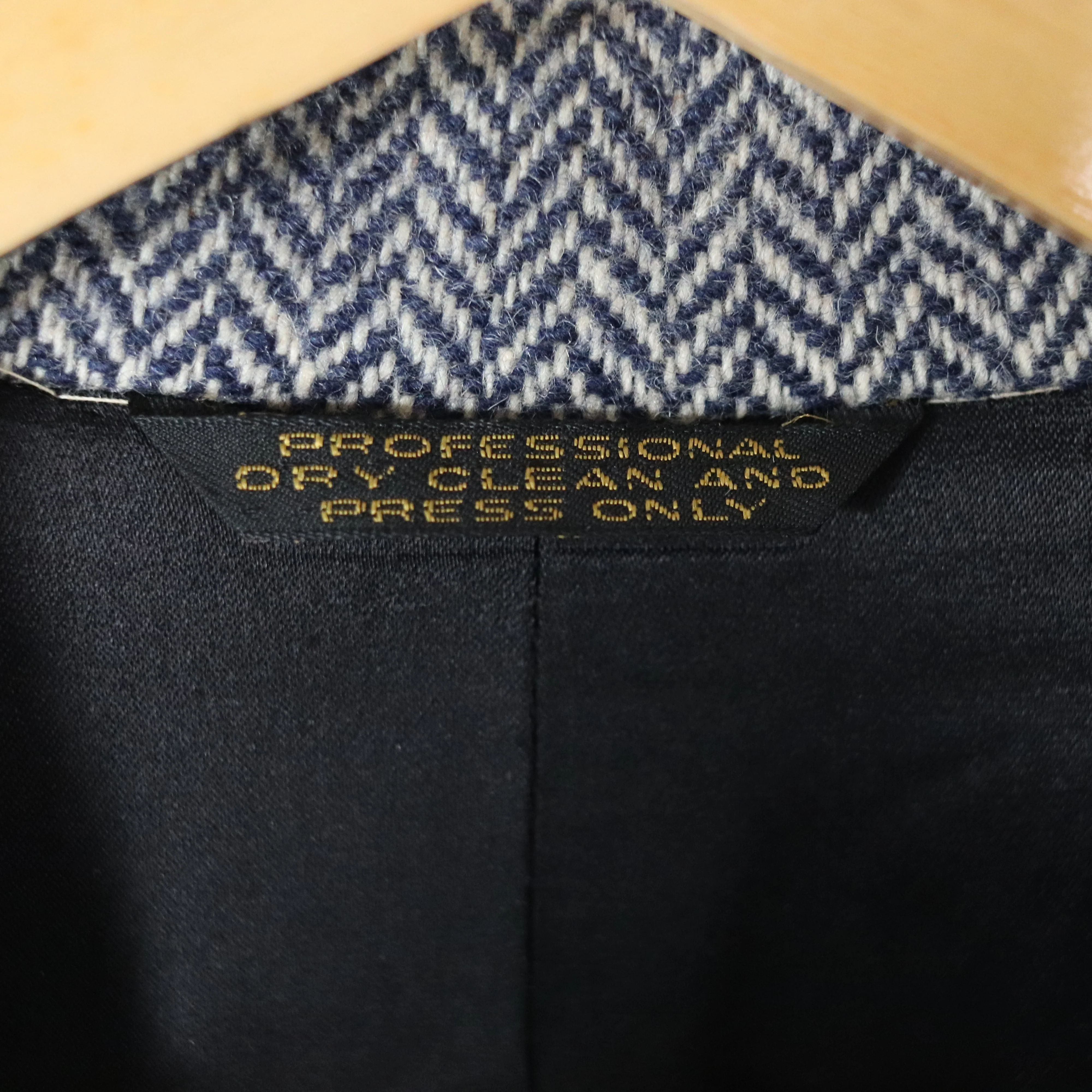 60s/70s Navy Herringbone Tweed Wool Coat Overcoat Topcoat By Anderson Little - Image 6