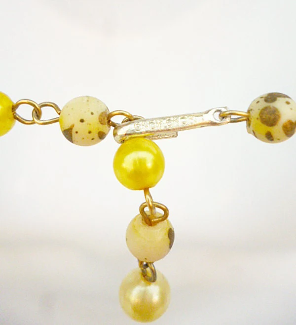 60s - 70s Necklace and Matching Clip On Button Earrings Yellow Mad Men Glam Elegant Cocktail Mrs. Maisel - Image 3