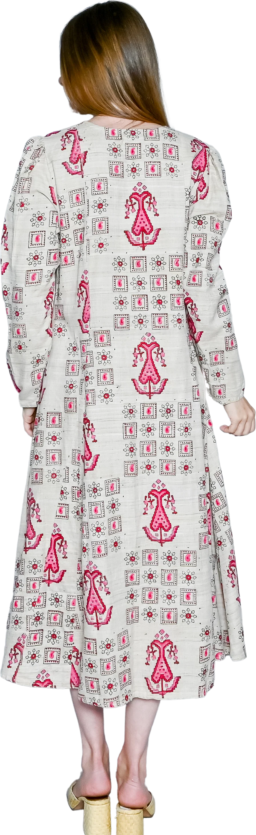 60s/70s Needles Boutique India Midi Ooak Block Print Dress By Needles Boutique - Image 2