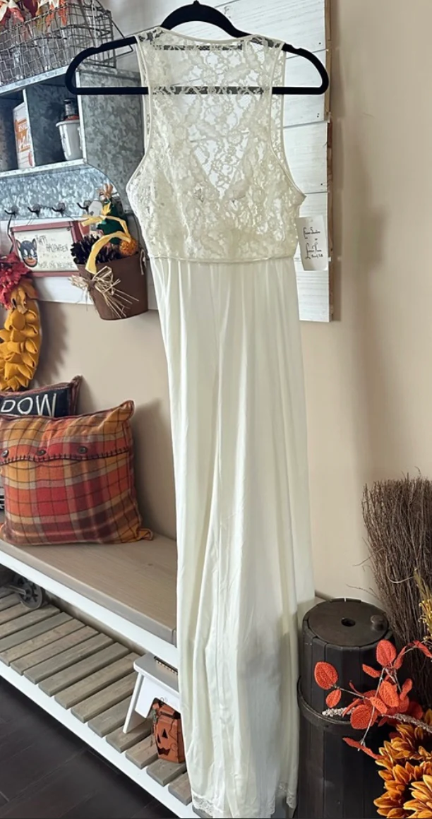 60s/70s New With Tags Lace Embroidered Maxi Slip Dress By Claire Sanders by Lucie Ann - Image 2