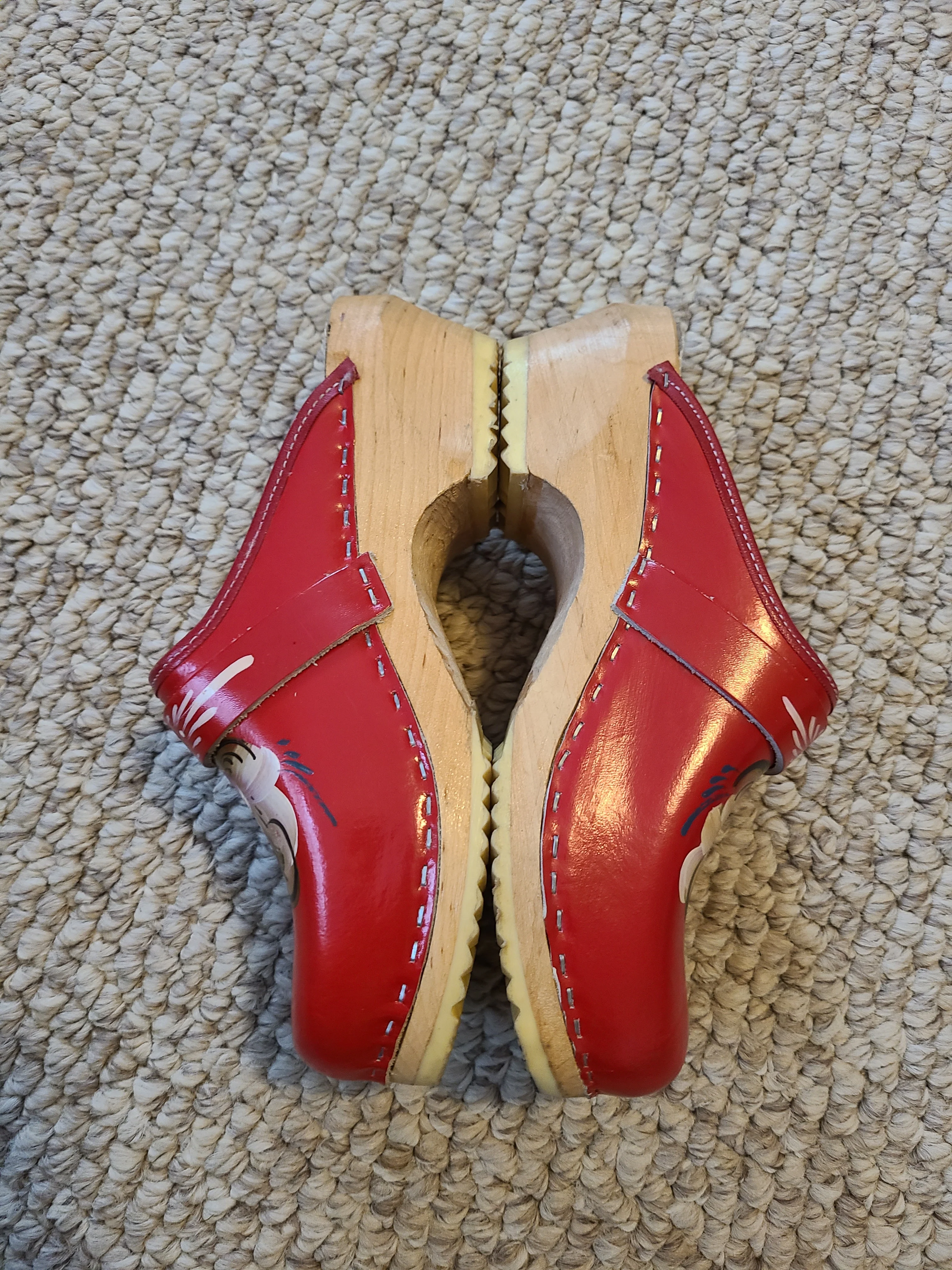 60s/70s New Wooden Clogs Size 36/7 Hand Painted Sweden By Solva, Sweden - Image 4