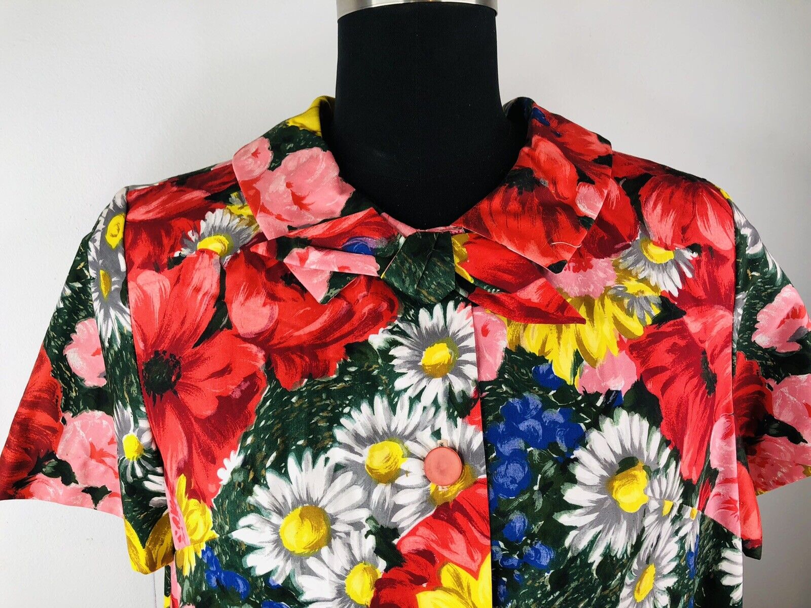 60s/70s Nos Evelyn Pearson Robe Housecoat Wild Flowers By Everlyn Pearson - Image 4