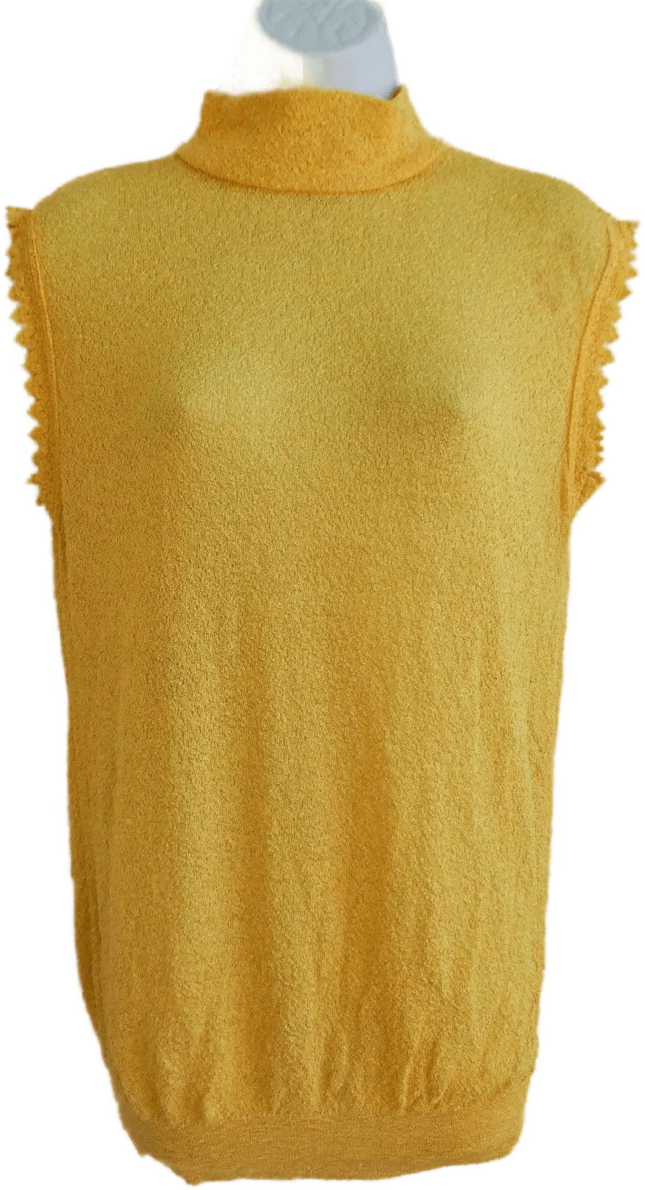 60s/70s Nylon Knit Yellow Pullover Top Mock Neck Usa L By Keneth Knits