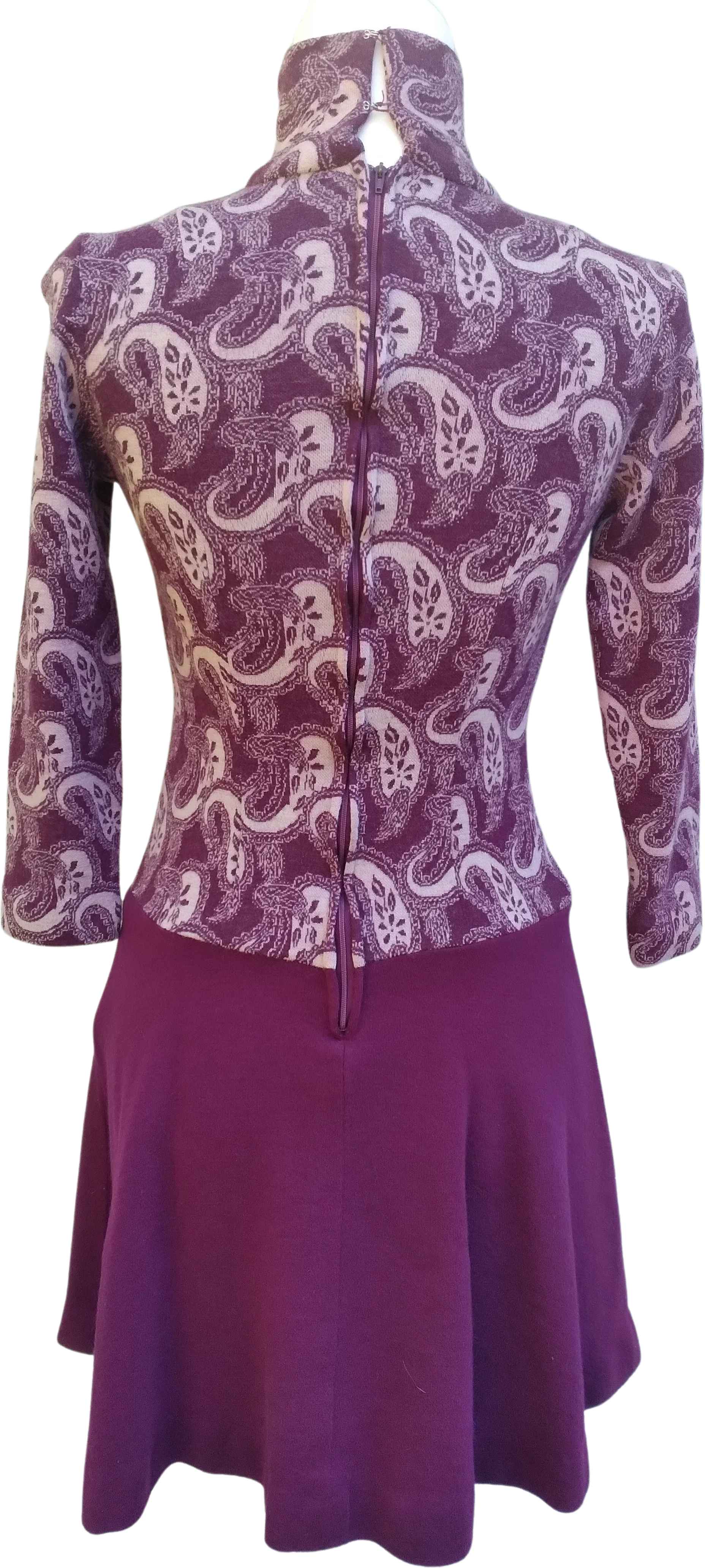 60s/70s Paisley Turtleneck Mod Mini Dress - Image 2