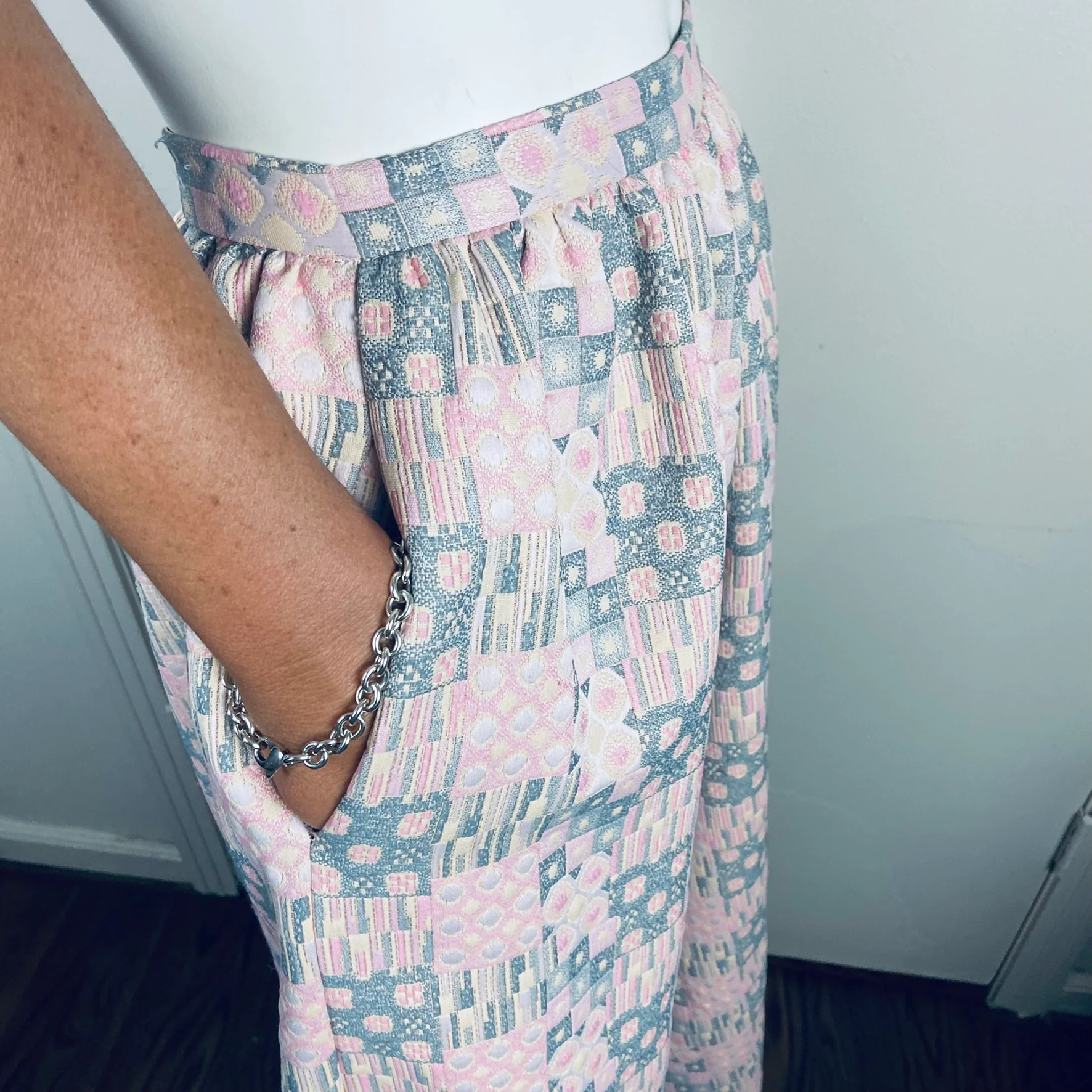 60s/70s Palazzo Wide Leg Pants Polyester Geometric Mod - Image 6