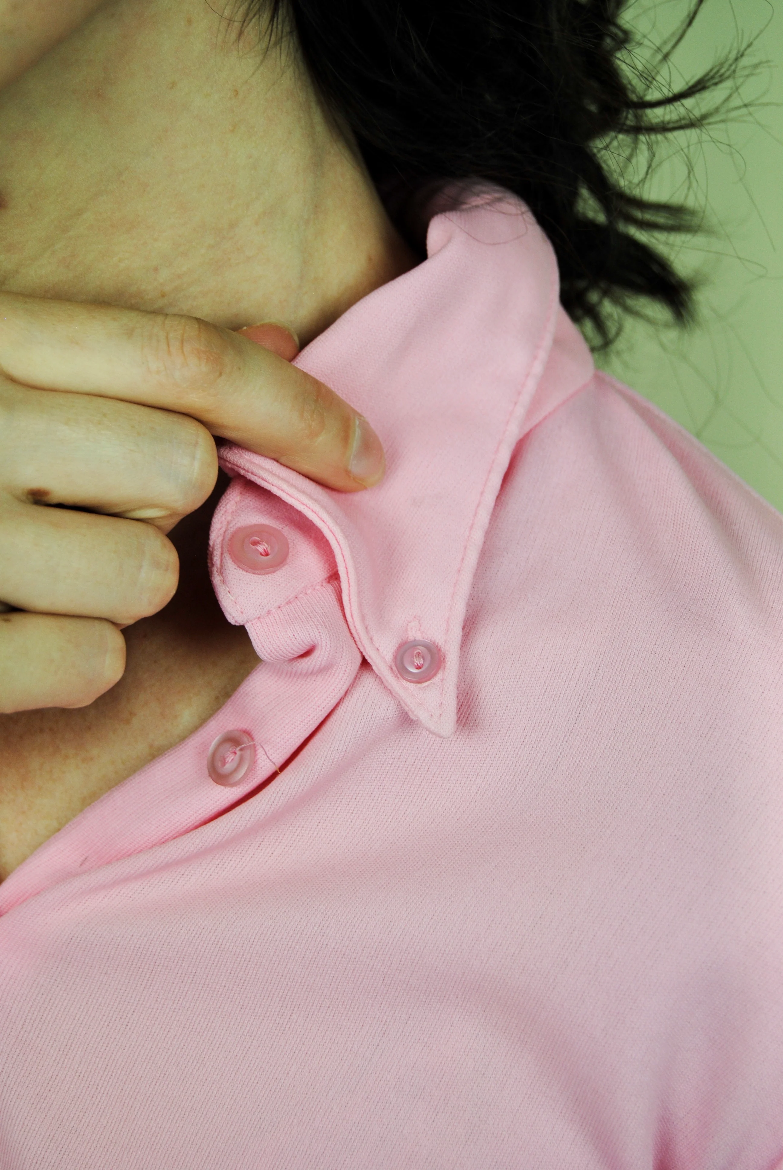 60s/70s Pale Pink Poly Button Down - Image 8