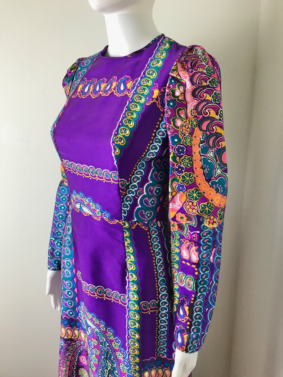 60s/70s Parisian Psychedelic Maxi Dress By Vera Mont Paris - Image 4