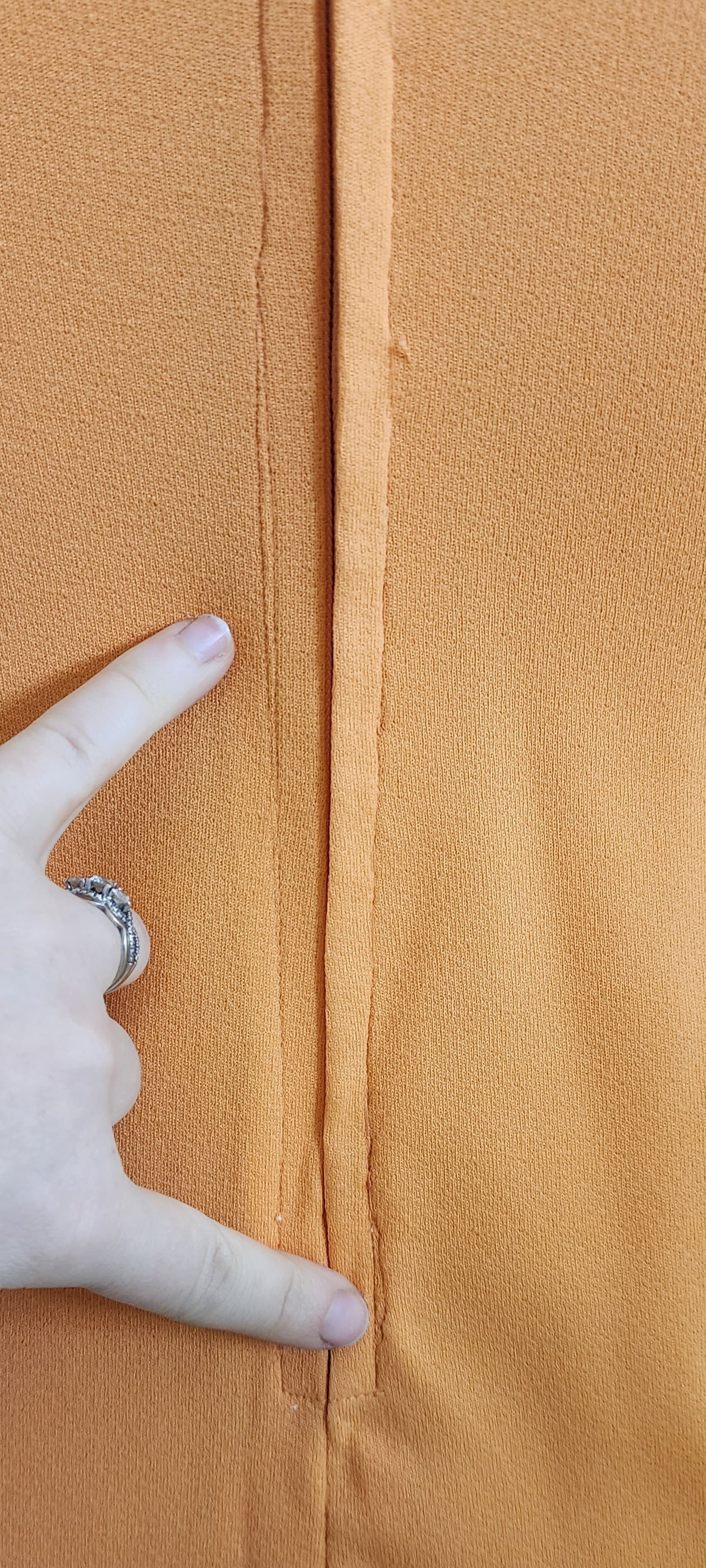 60s/70s Peachy Orange Tie Neck Mini Dress Short Sleeves - Image 4