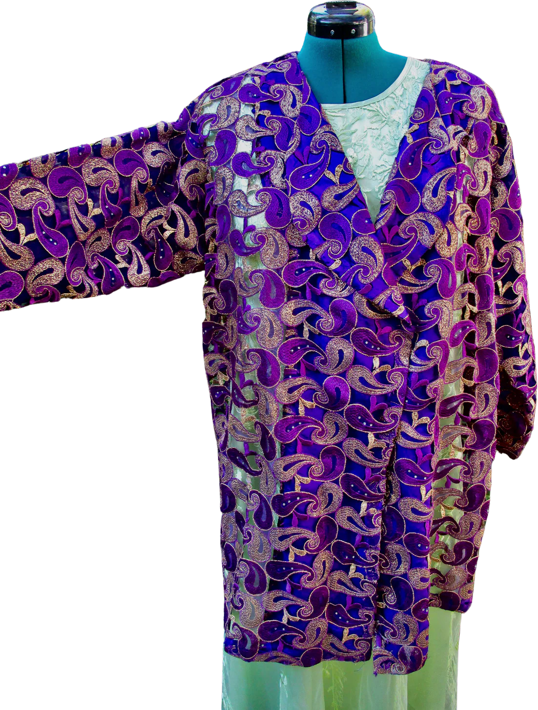 60s/70s Purple And Metallic Gold Lame Jacket Chest 54 By Handmade by Minnie - Image 4