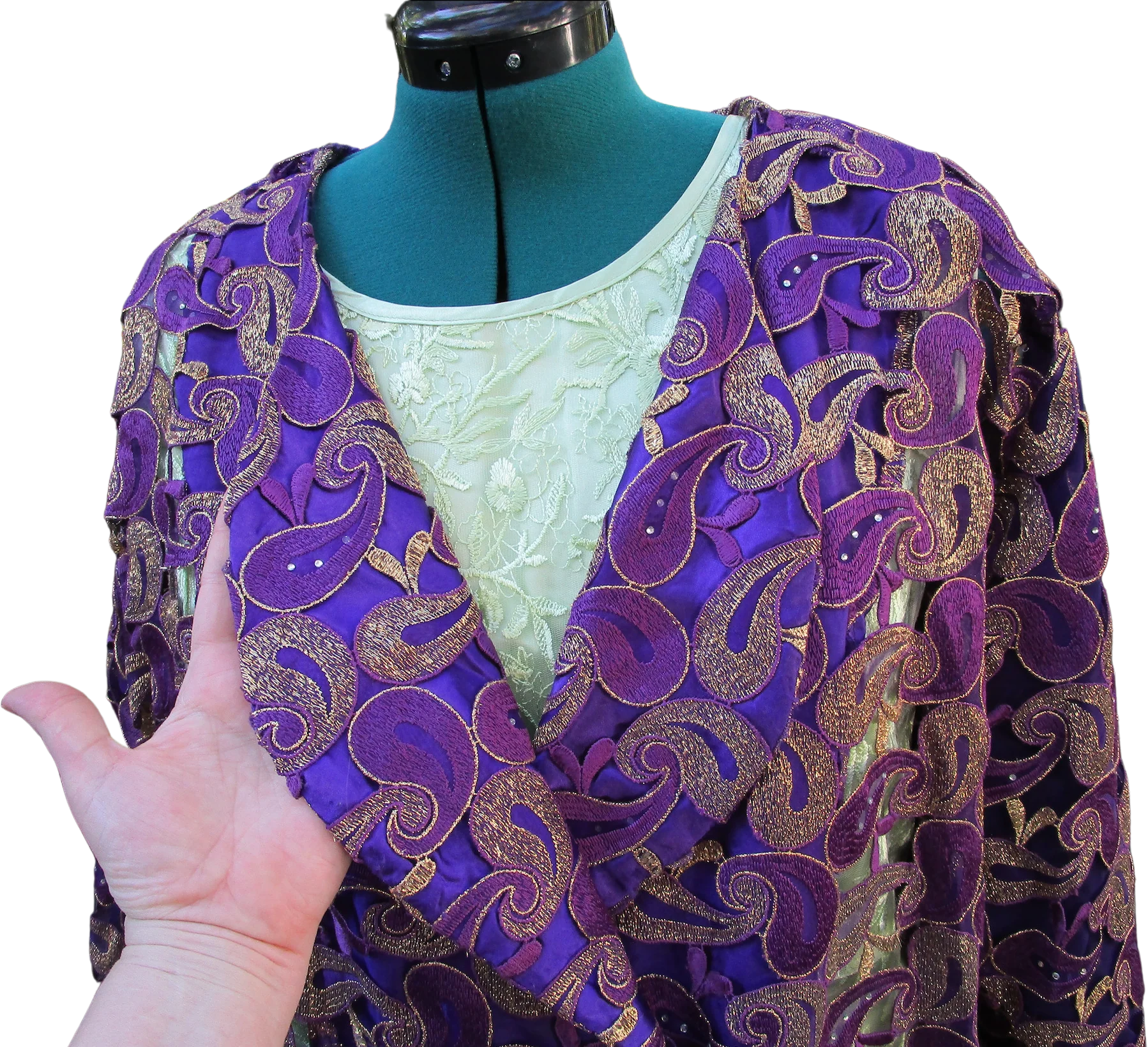 60s/70s Purple And Metallic Gold Lame Jacket Chest 54 By Handmade by Minnie - Image 5