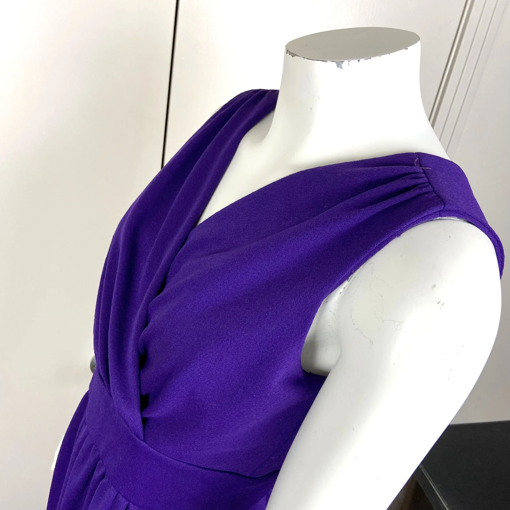 60s/70s Purple Double Knit Polyester Maxi Dress Gown - Image 7