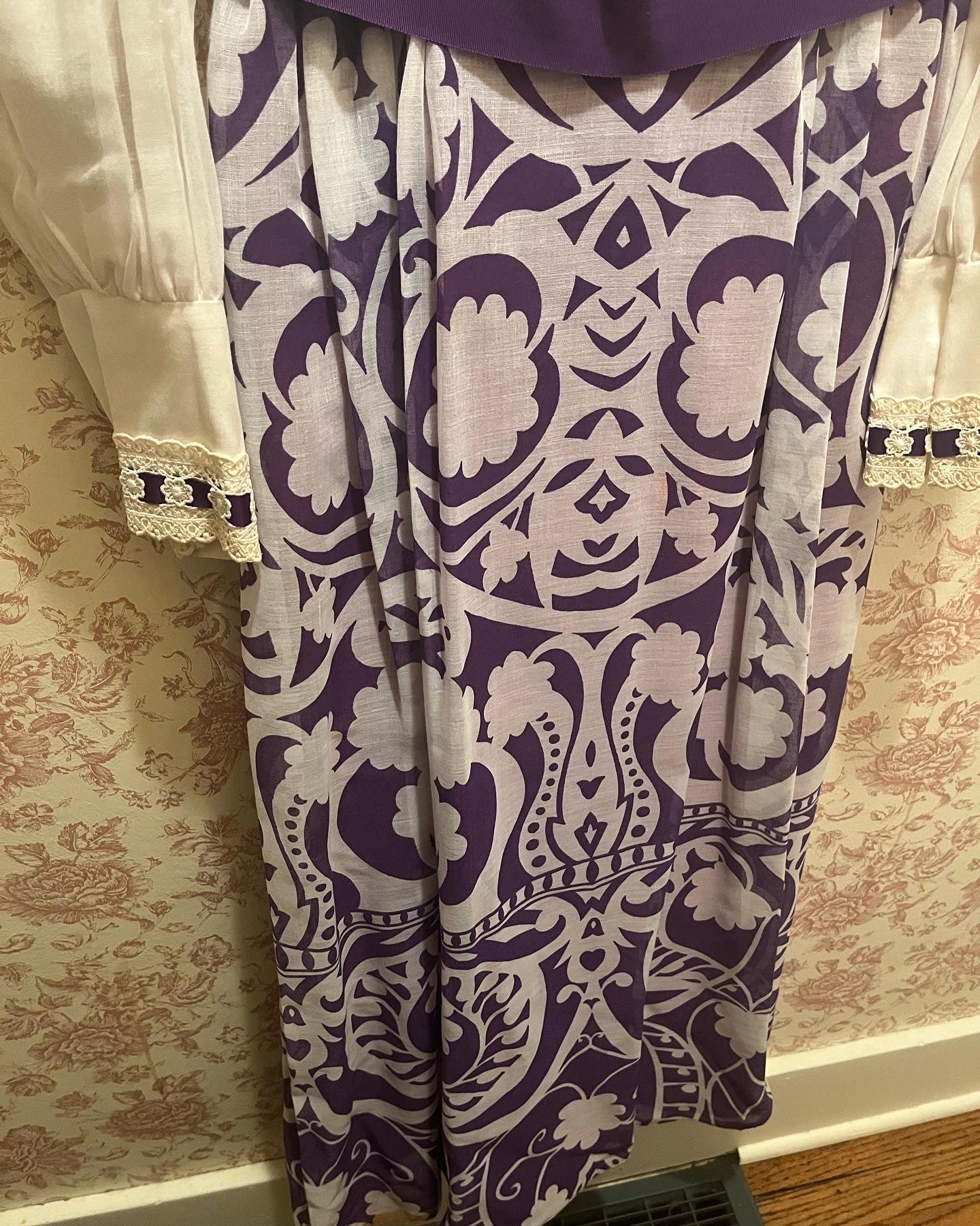 60s/70s Purple Empire Waist Lace Maxi Dress By Angelair by Monika - Image 6