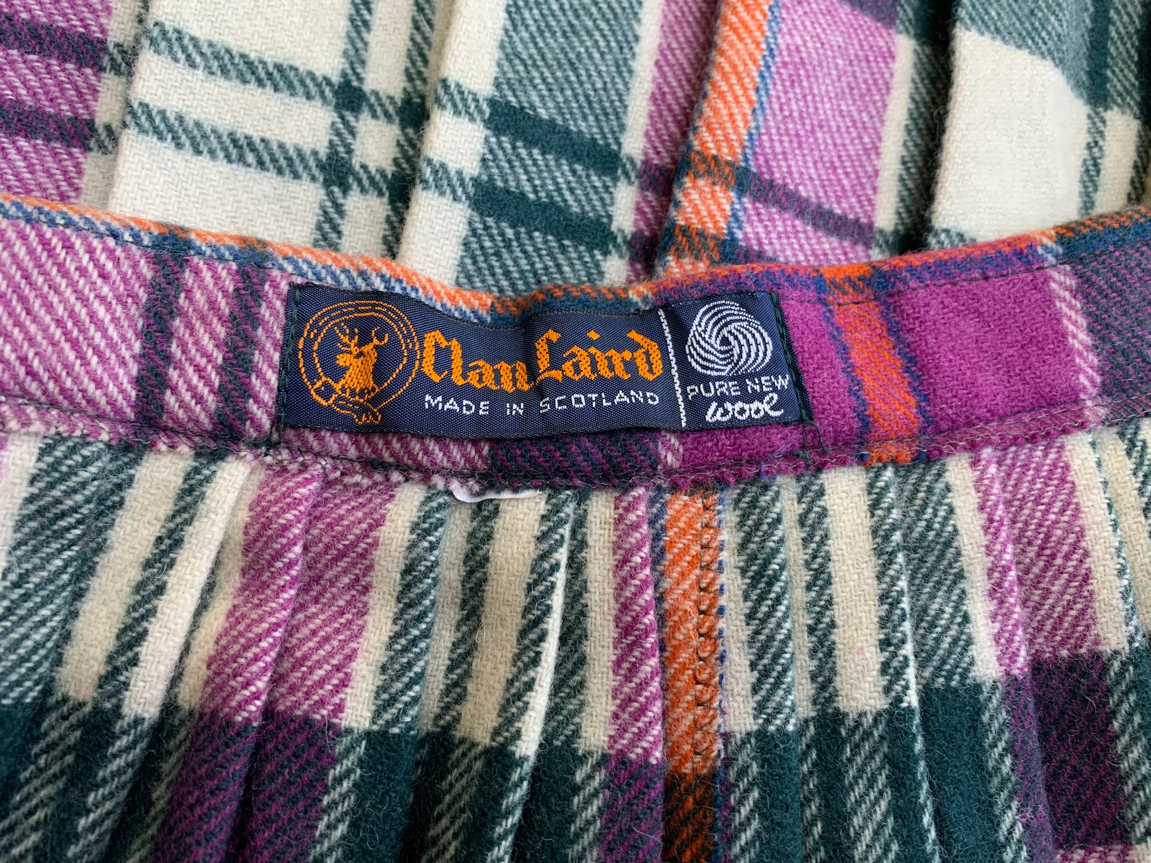 60s/70s Purple Green Plaid Wool Pleated Wrap Maxi Skirt By Clan Laird Scotland - Image 10