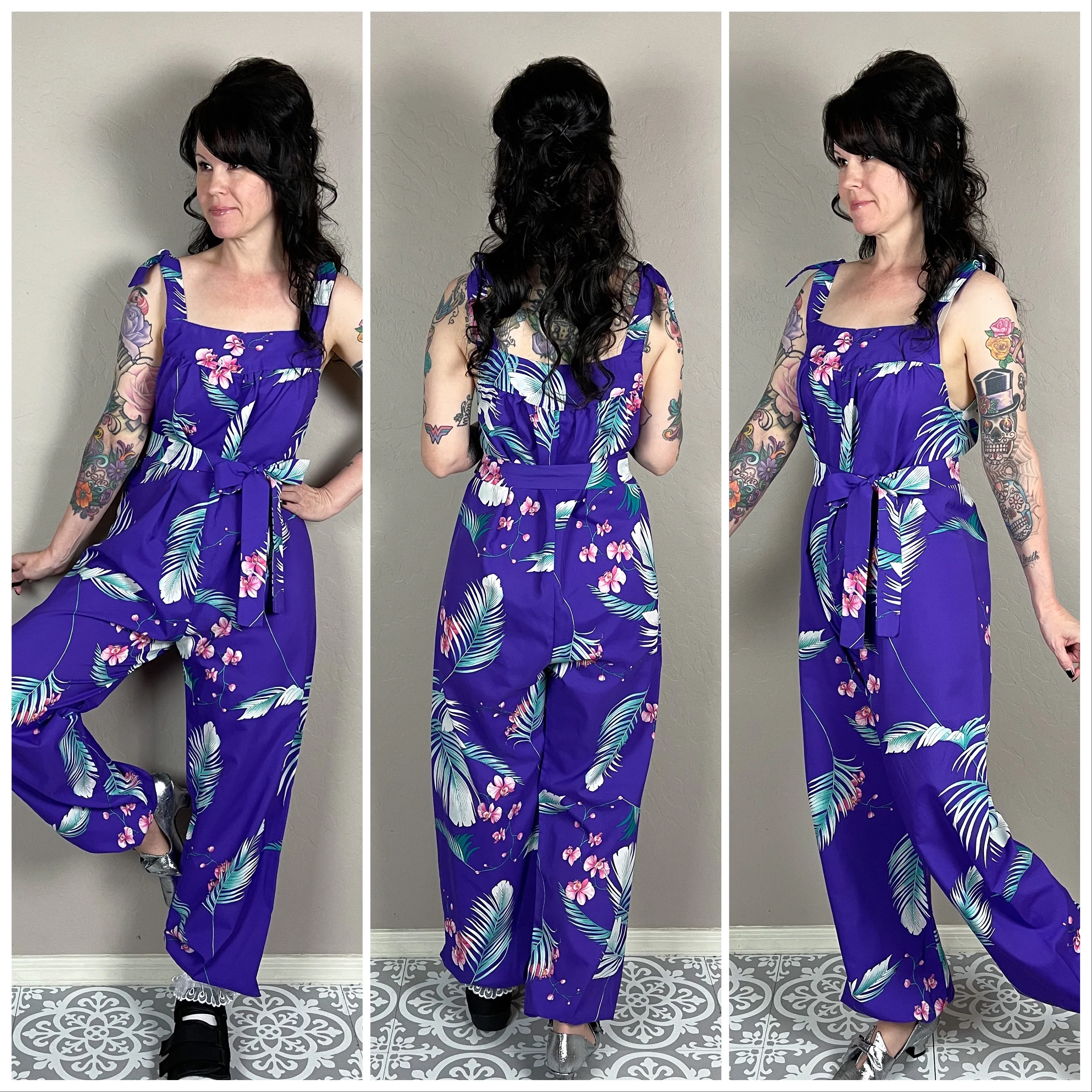 60s/70s Purple Hawaiian Handmade Jumpsuit - Image 2