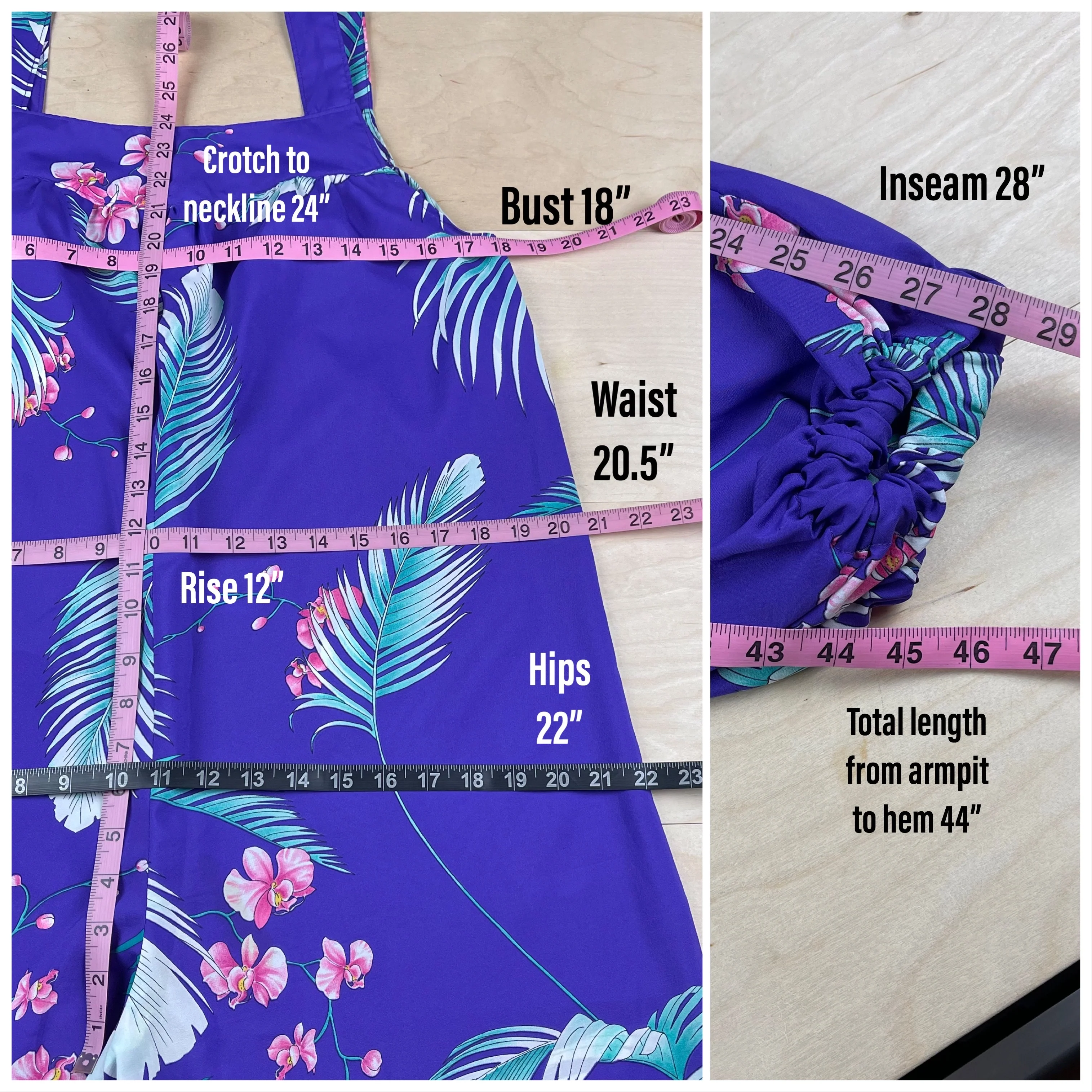 60s/70s Purple Hawaiian Handmade Jumpsuit - Image 5