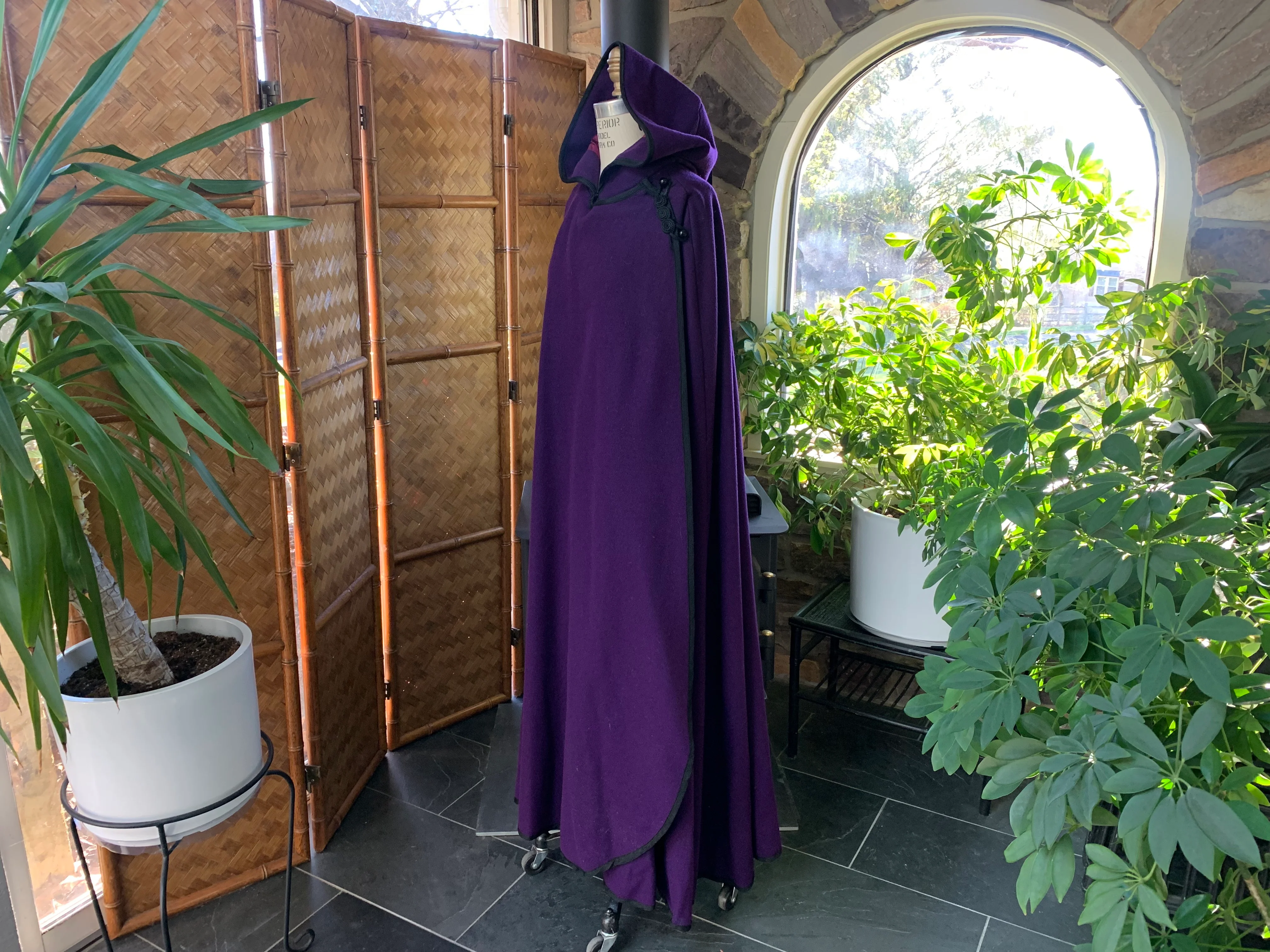 60s/70s Purple Wool Ankle Length Cape Winter Gothic Bride By Queen of The Capes Country Place - Image 3