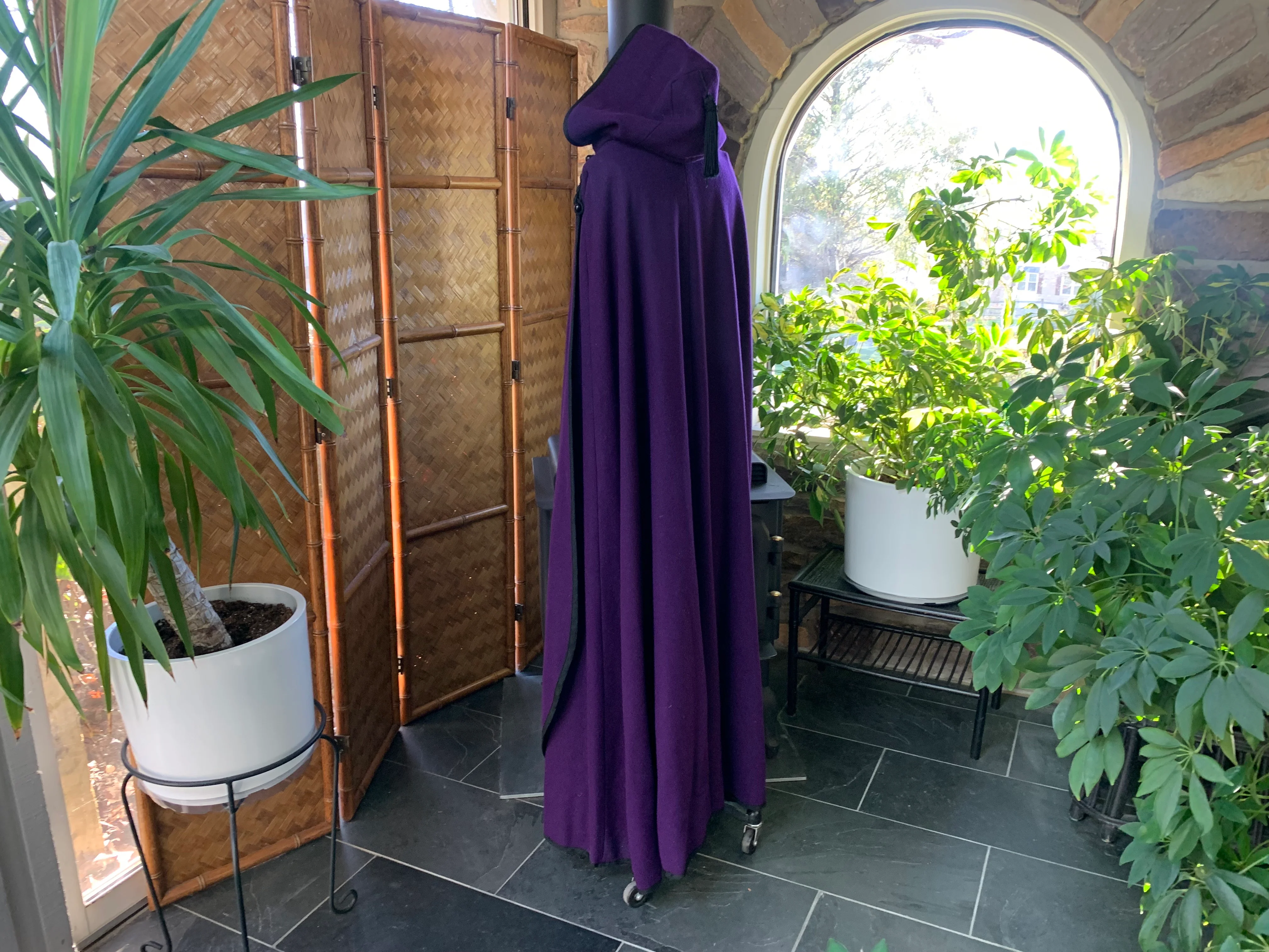60s/70s Purple Wool Ankle Length Cape Winter Gothic Bride By Queen of The Capes Country Place - Image 4