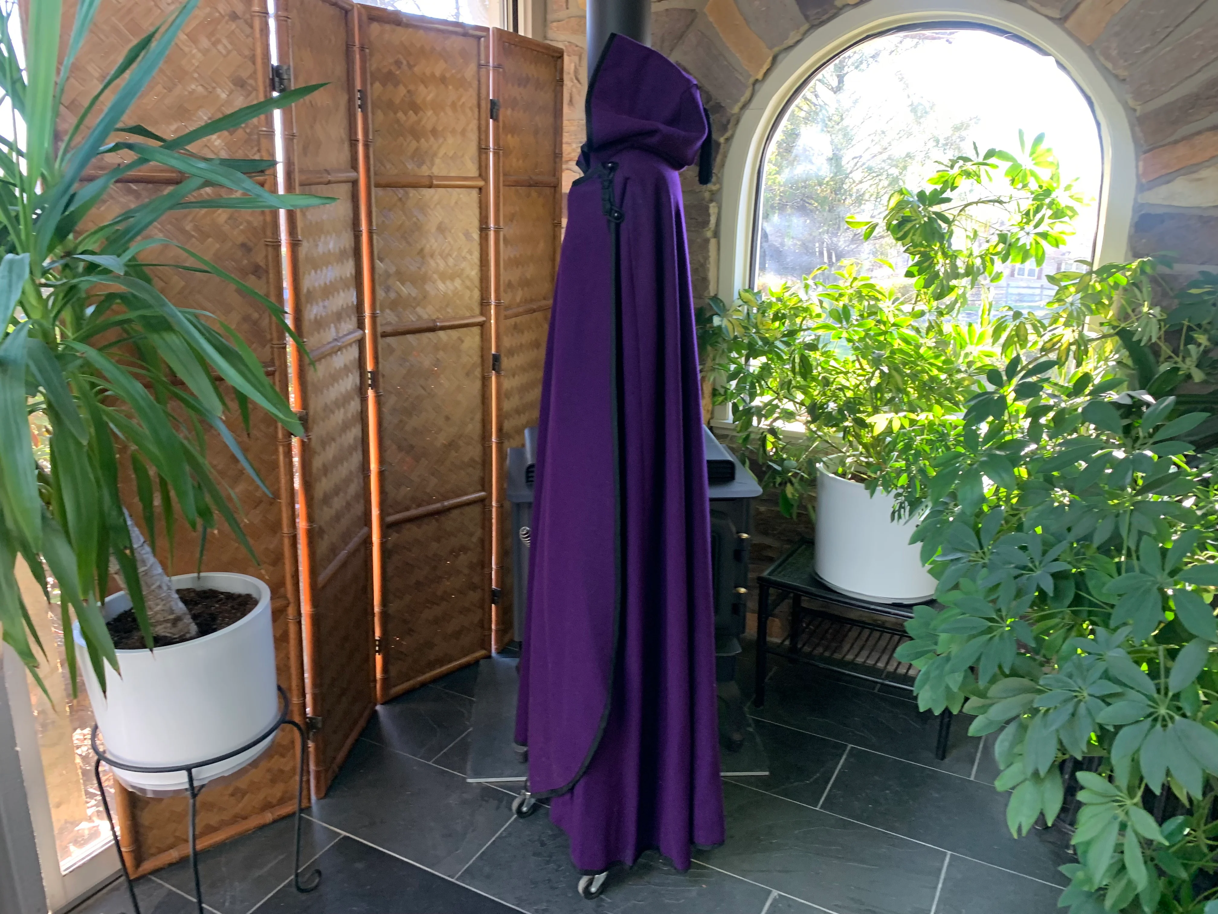 60s/70s Purple Wool Ankle Length Cape Winter Gothic Bride By Queen of The Capes Country Place - Image 5
