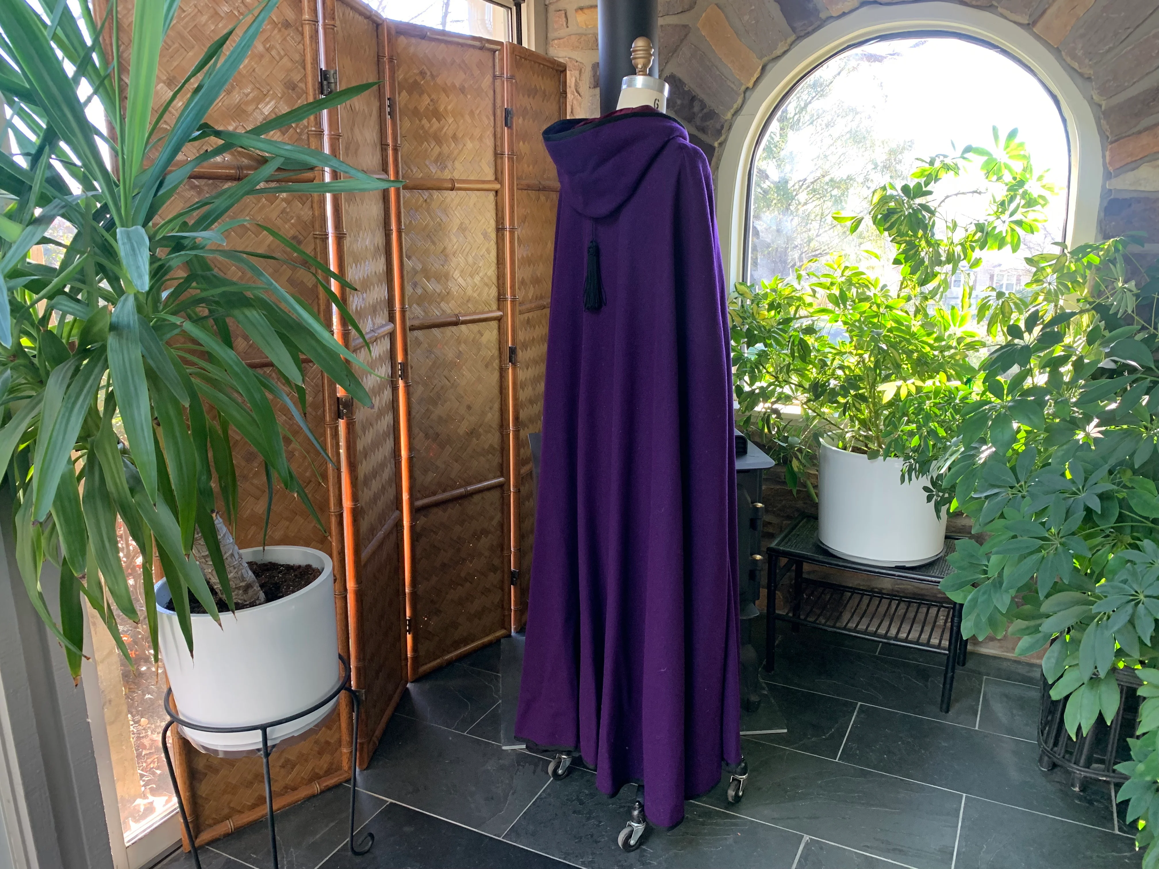 60s/70s Purple Wool Ankle Length Cape Winter Gothic Bride By Queen of The Capes Country Place - Image 6