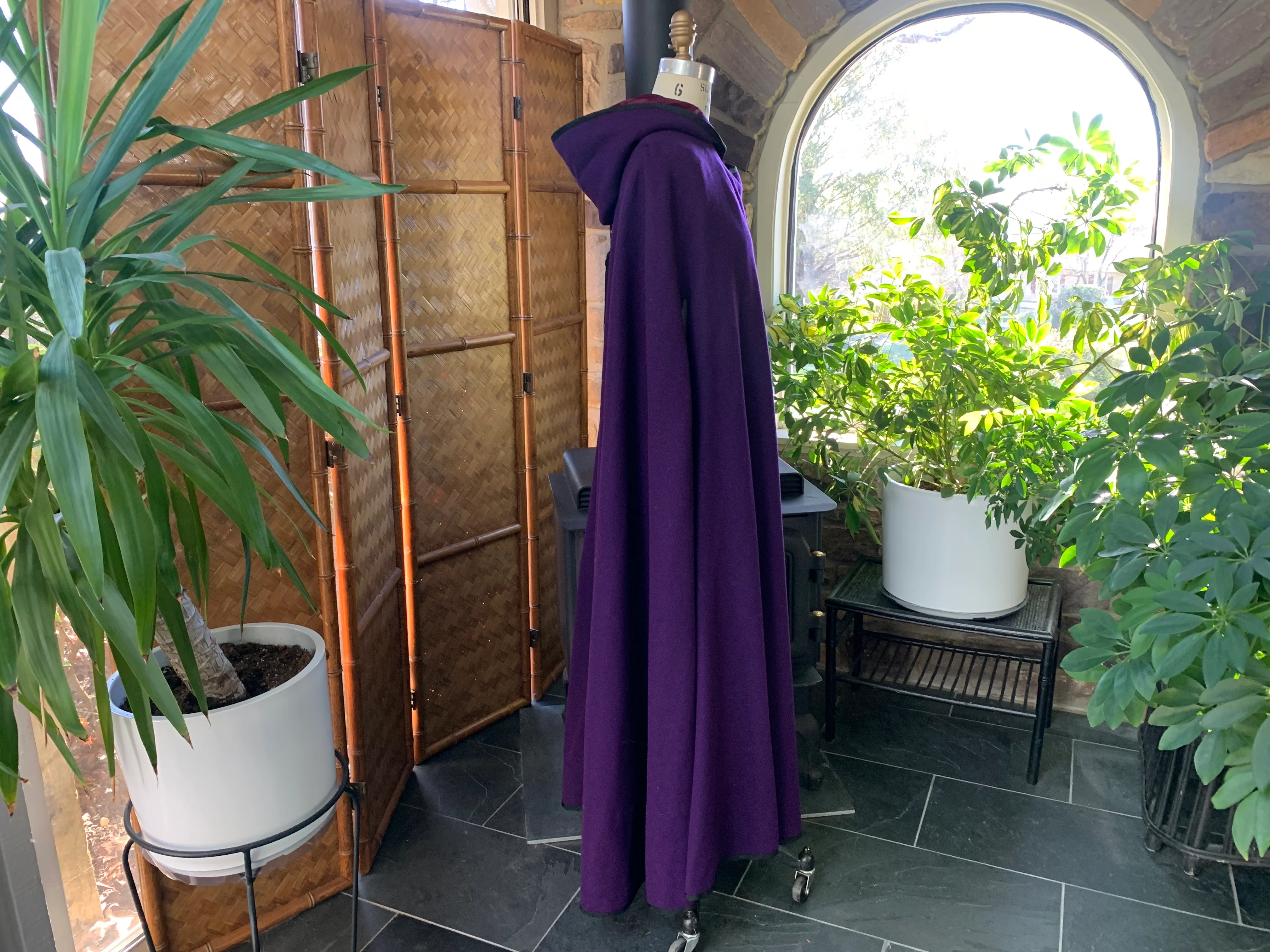 60s/70s Purple Wool Ankle Length Cape Winter Gothic Bride By Queen of The Capes Country Place - Image 7