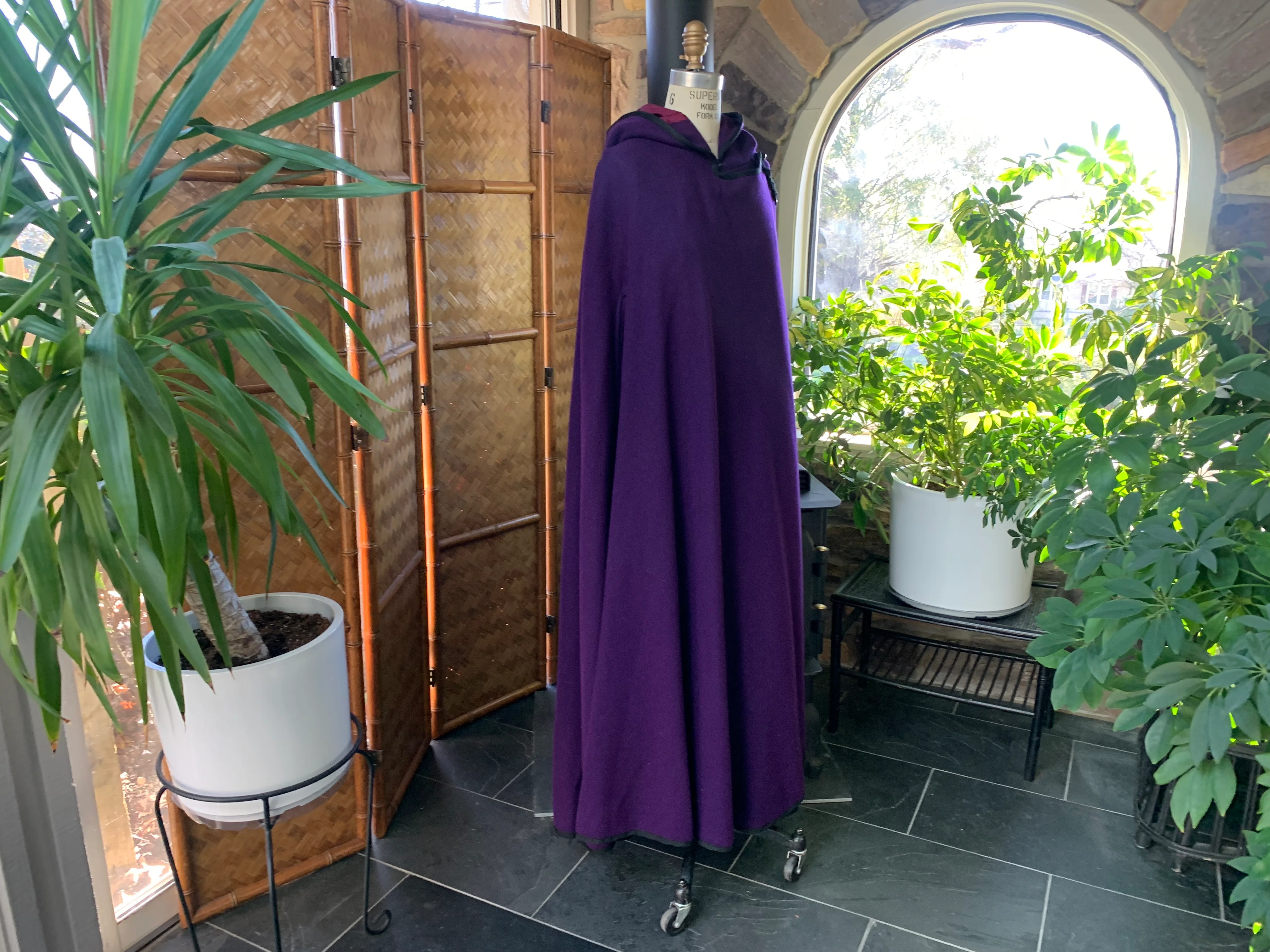 60s/70s Purple Wool Ankle Length Cape Winter Gothic Bride By Queen of The Capes Country Place - Image 8