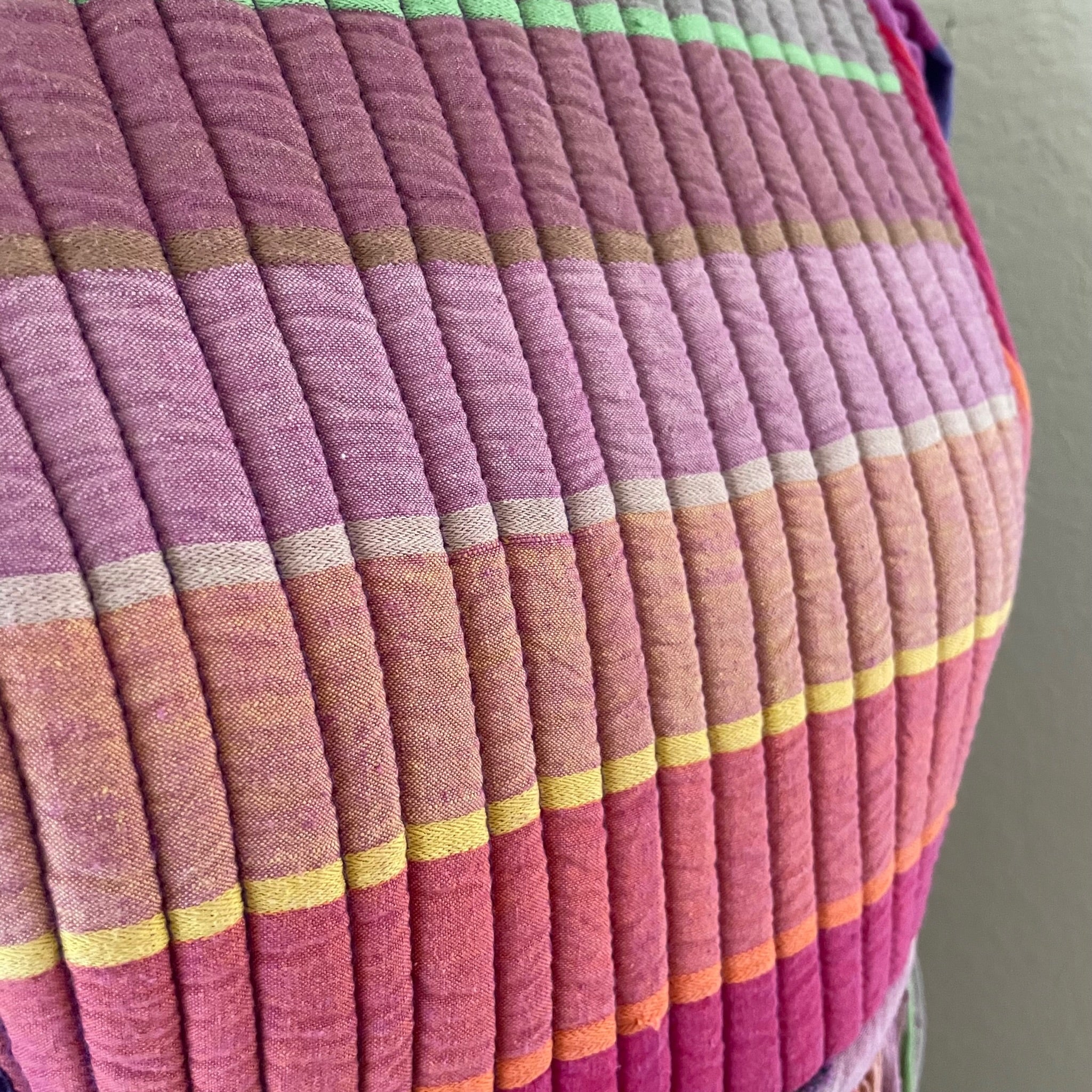 60s/70s Vintage Rainbow Maxi Dress Quilted Top Pockets Sm By Styled by Saybury - Image 7