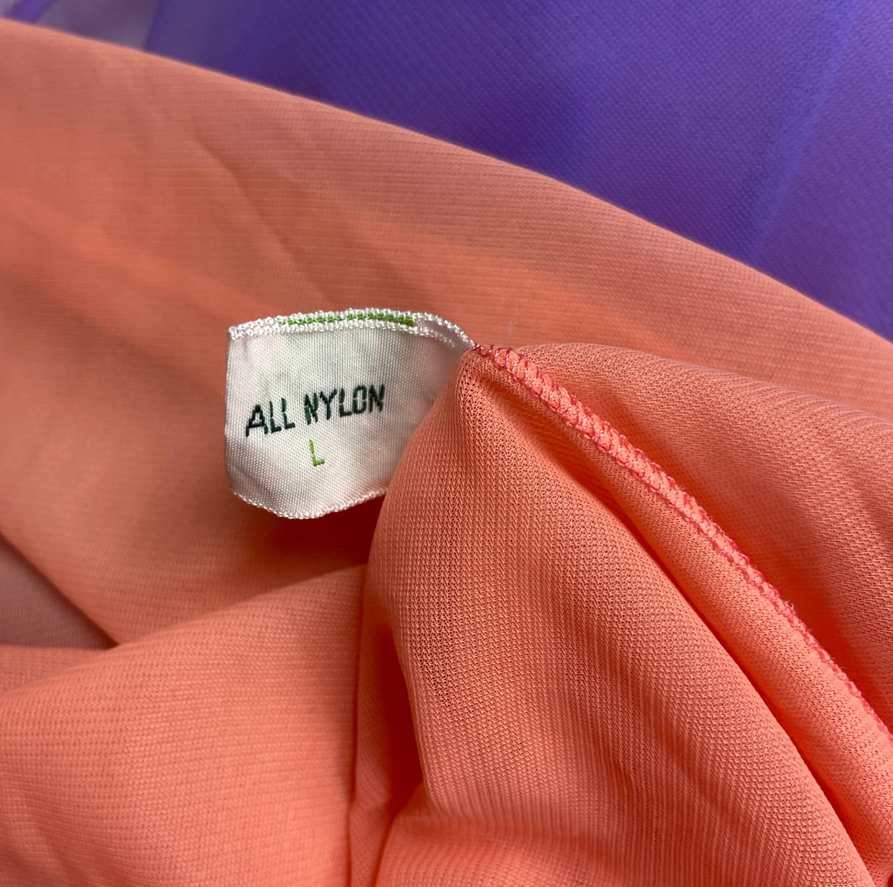 60s/70s Rainbow Nylon Chiffon Maxi Nightgown Colorblock By Miss Irene - Image 10