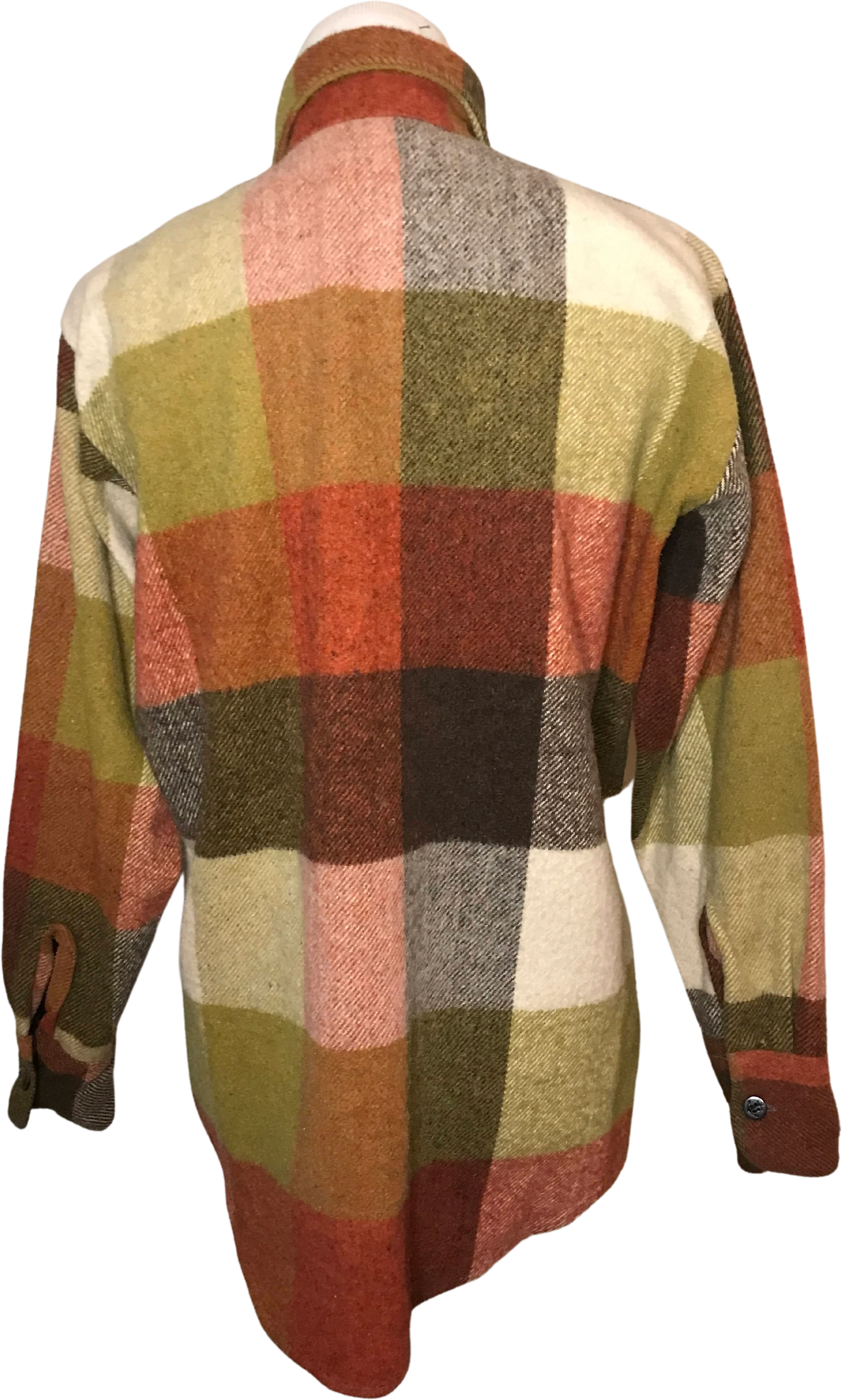 60s/70s Rainbow Plaid Heavy Workwear Men's Shirt Jacket By C.p.o. Bvd - Image 2