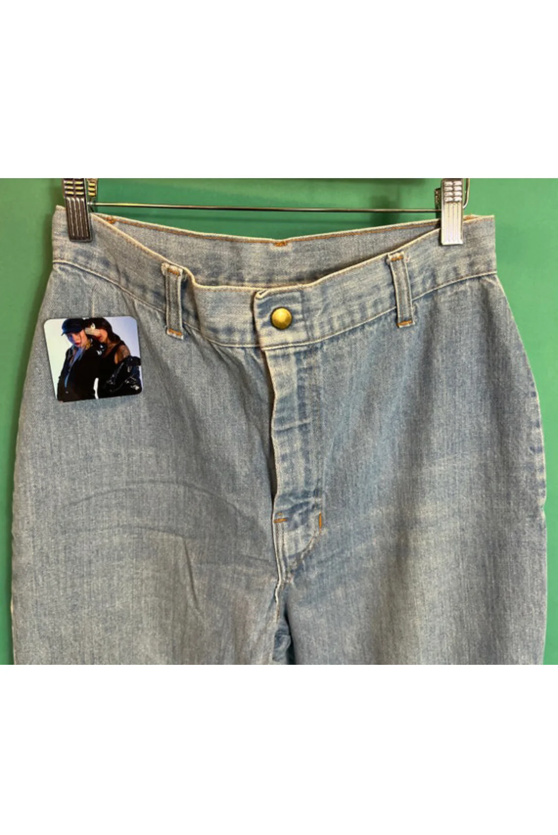 60s/70s Rainbow Pocket Light Wash High Rise Denim Jeans - Image 3