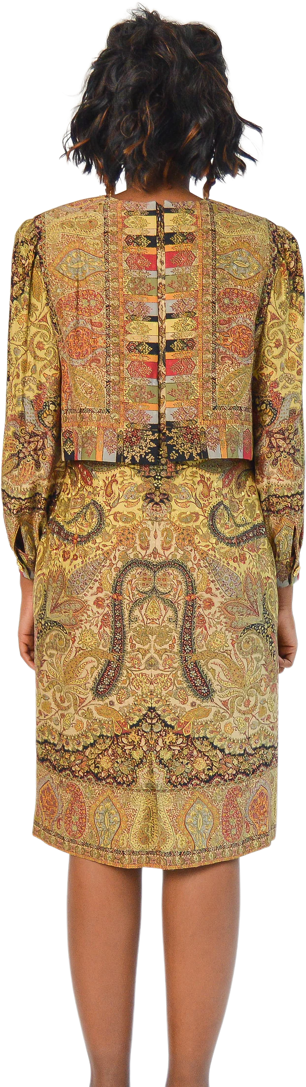 60s/70s Rare Genevieve Ornate Medallion Silk Dress By Chartoyer (pret-a-Porter) - Image 2