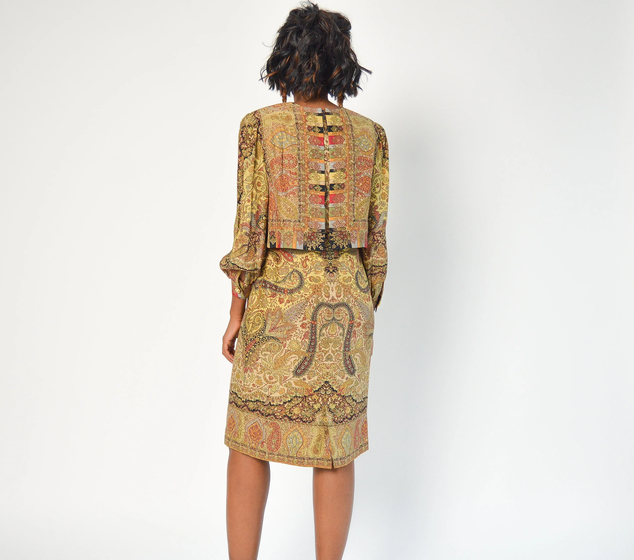 60s/70s Rare Genevieve Ornate Medallion Silk Dress By Chartoyer (pret-a-Porter) - Image 3