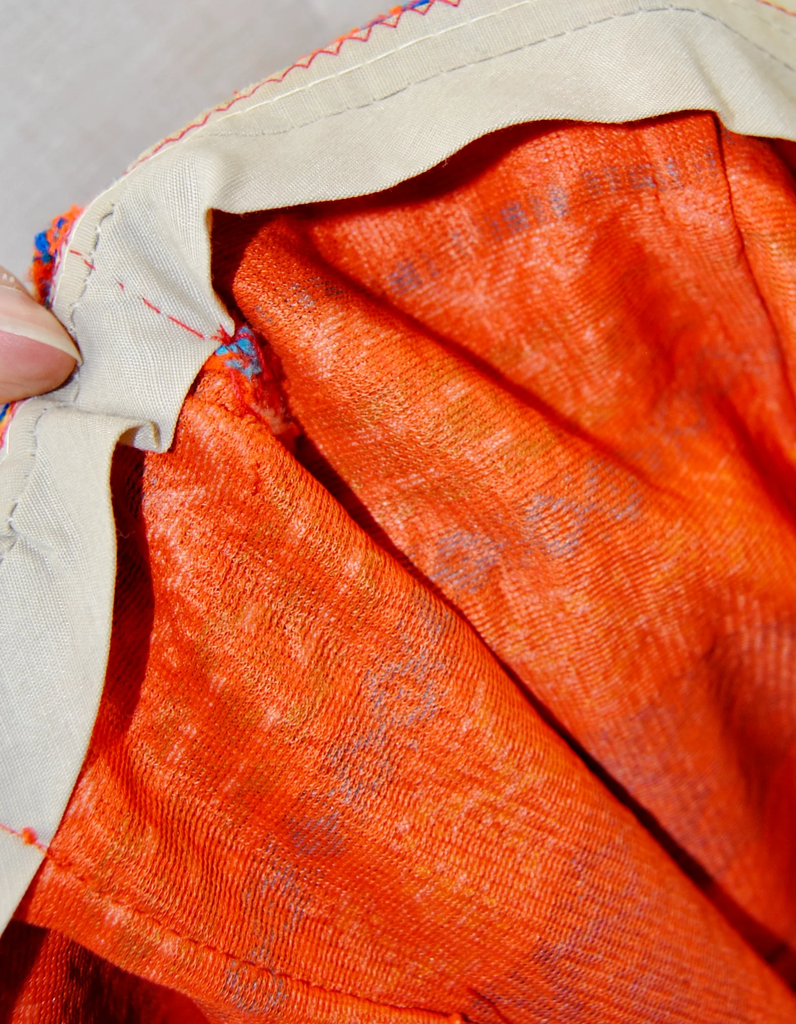 60s/70s Rare Orange Woven Knit Midi Skirt With Fringe Belt - Image 12