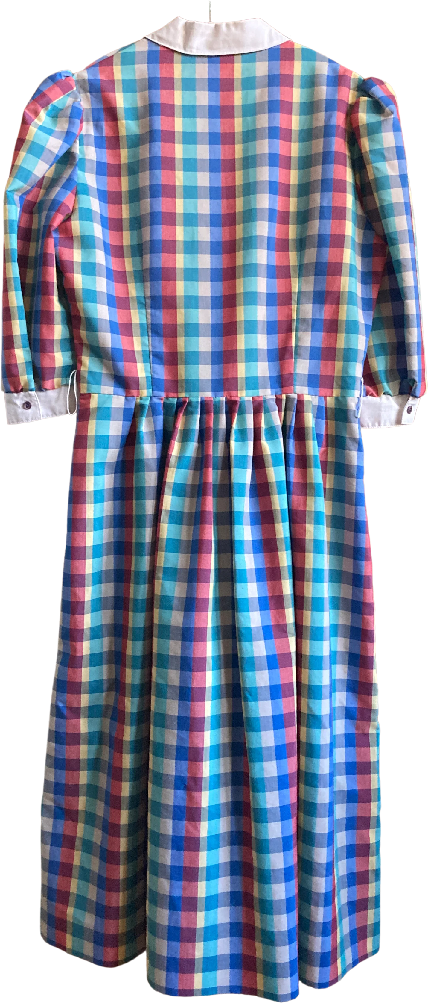60s/70s Red Green Yellow, Blue Plaid Cotton Dress By Kay Windsor - Image 2