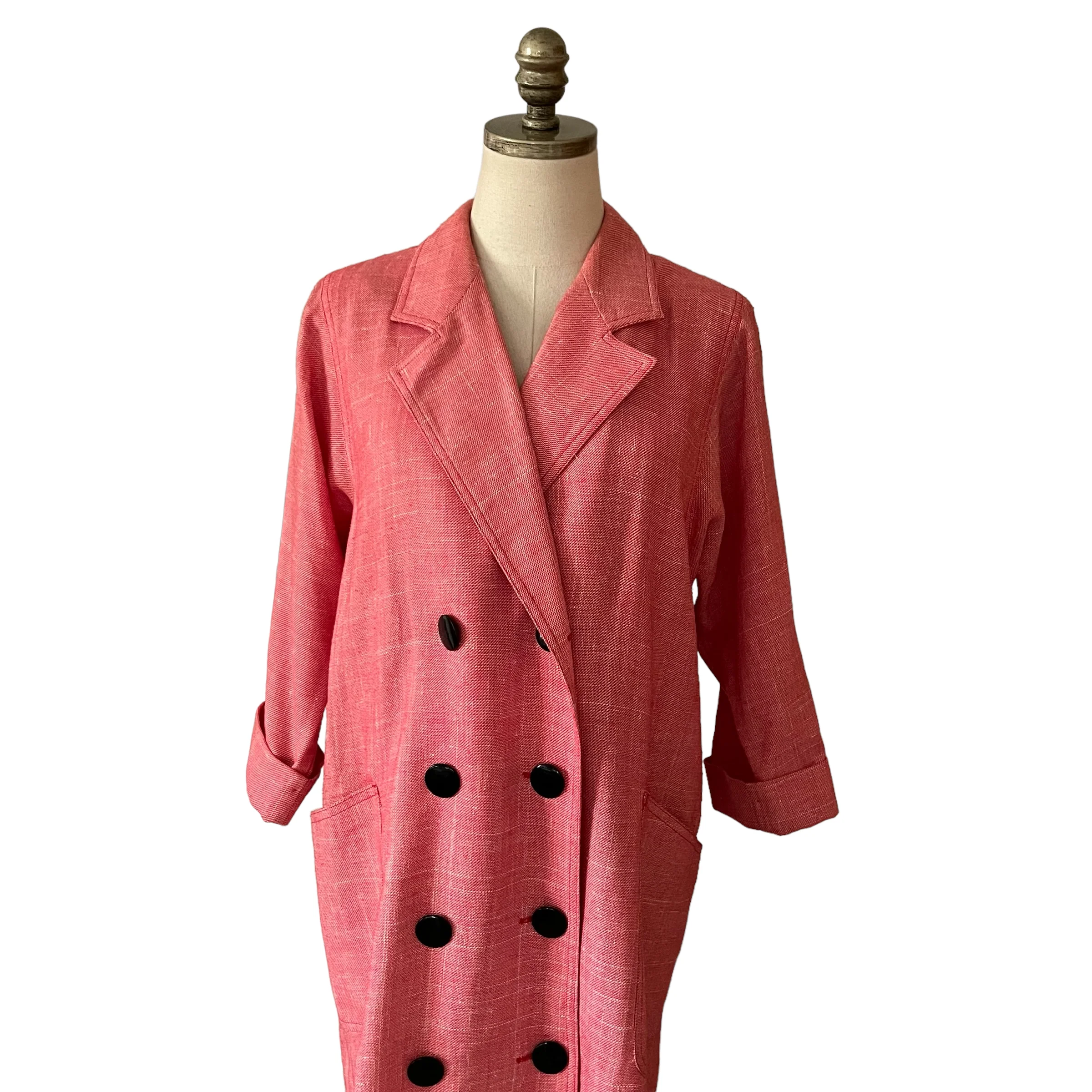 60s/70s Red Heathered Full Length Double Breasted Coat - Image 5