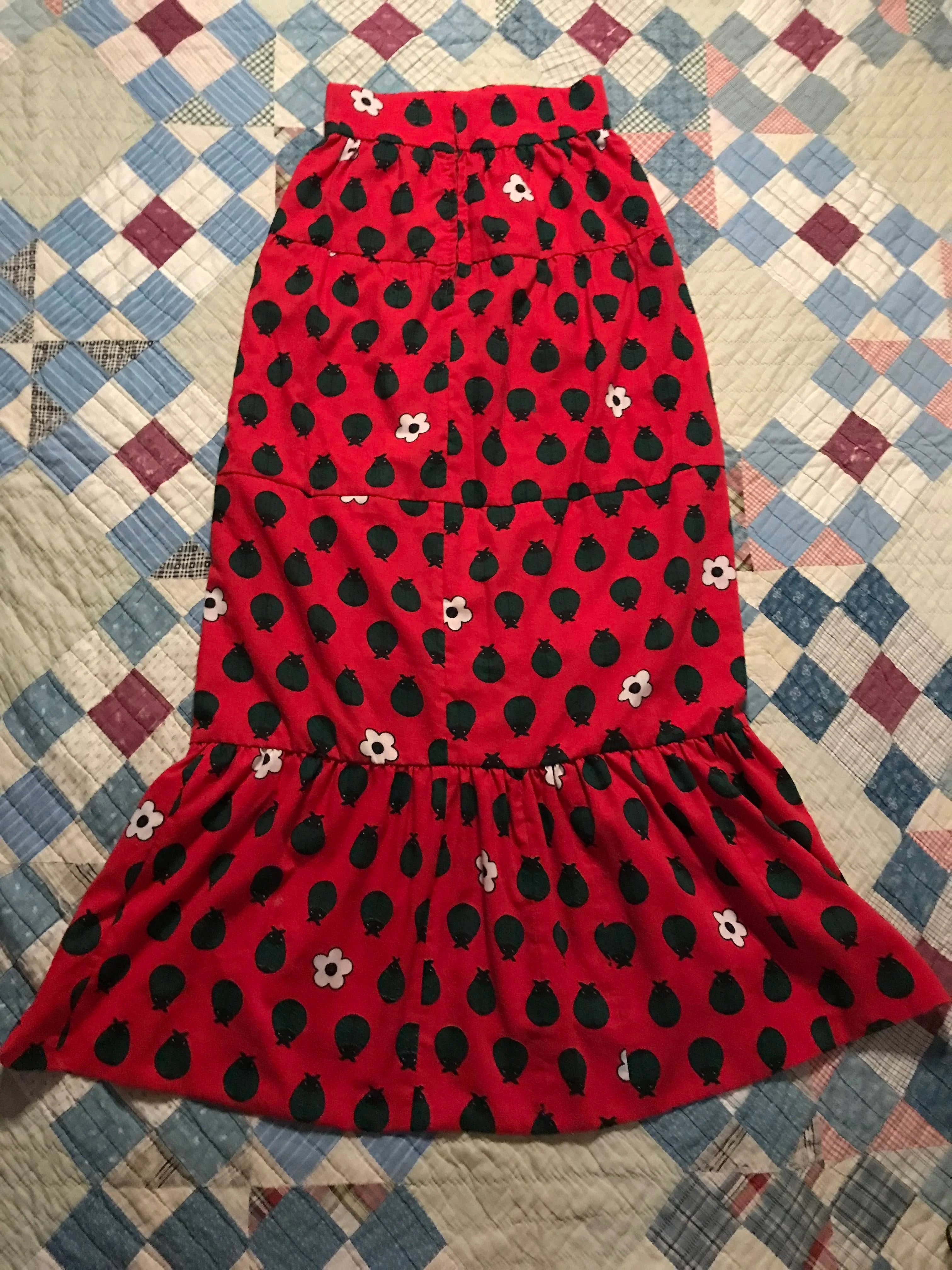 60s/70s Red Ladybug Handmade Maxi Skirt - Image 8