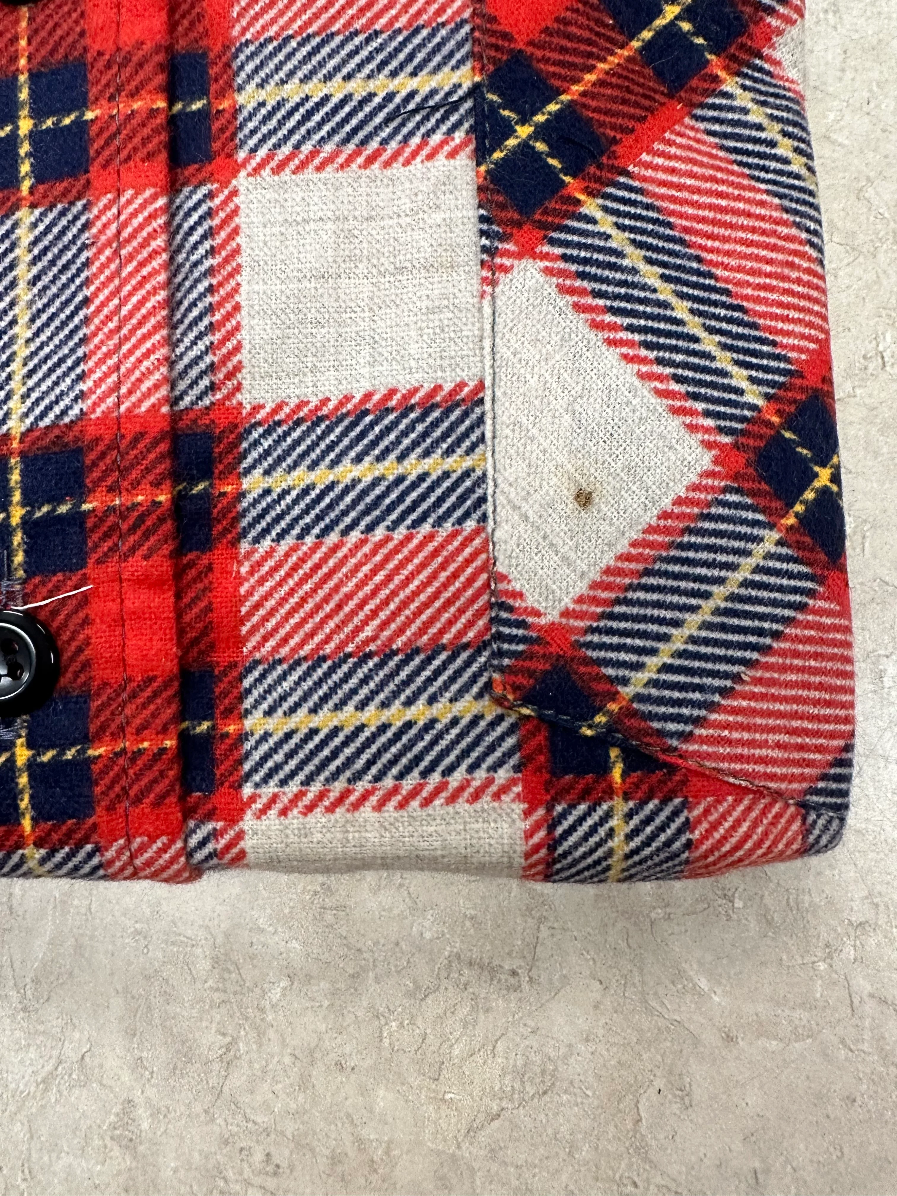 60s/70s Red Plaid Buttondown Flannel By Flannelcraft - Image 4