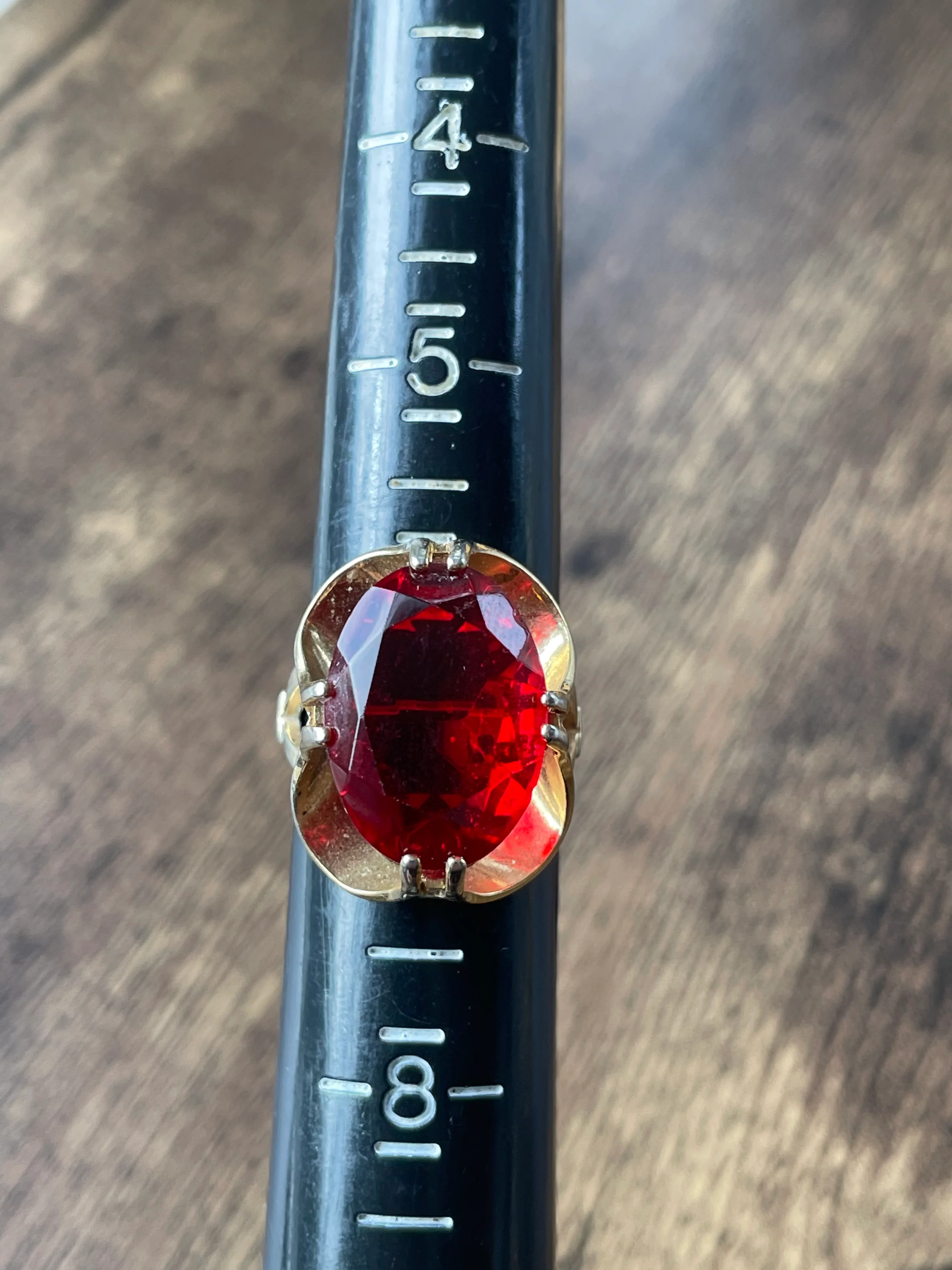 60s/70s Red Rhinestone Cocktail Ring By Madeira Creations - Image 9