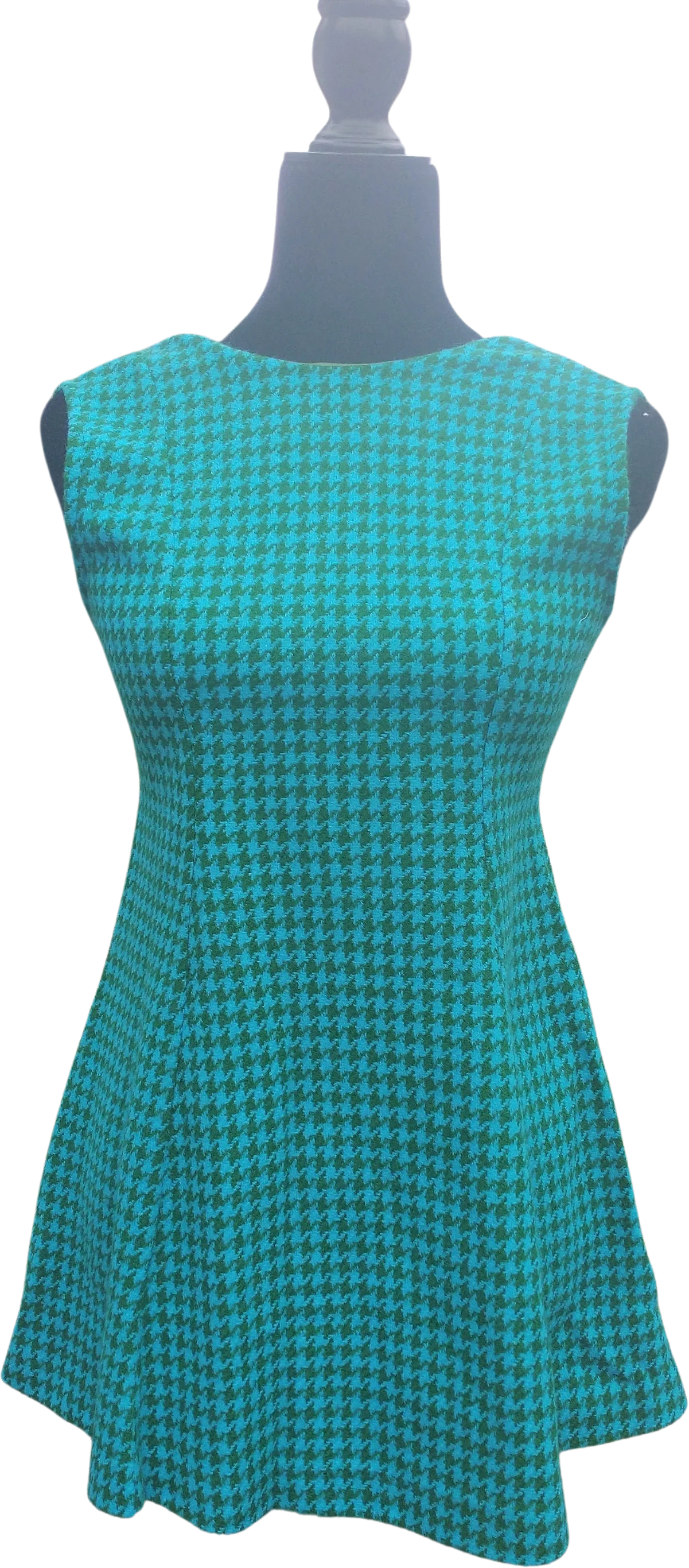 60s/70s Retro Blue and Green Check Mini Jumper Dress Women's Extra Small To Small by Carol Evans