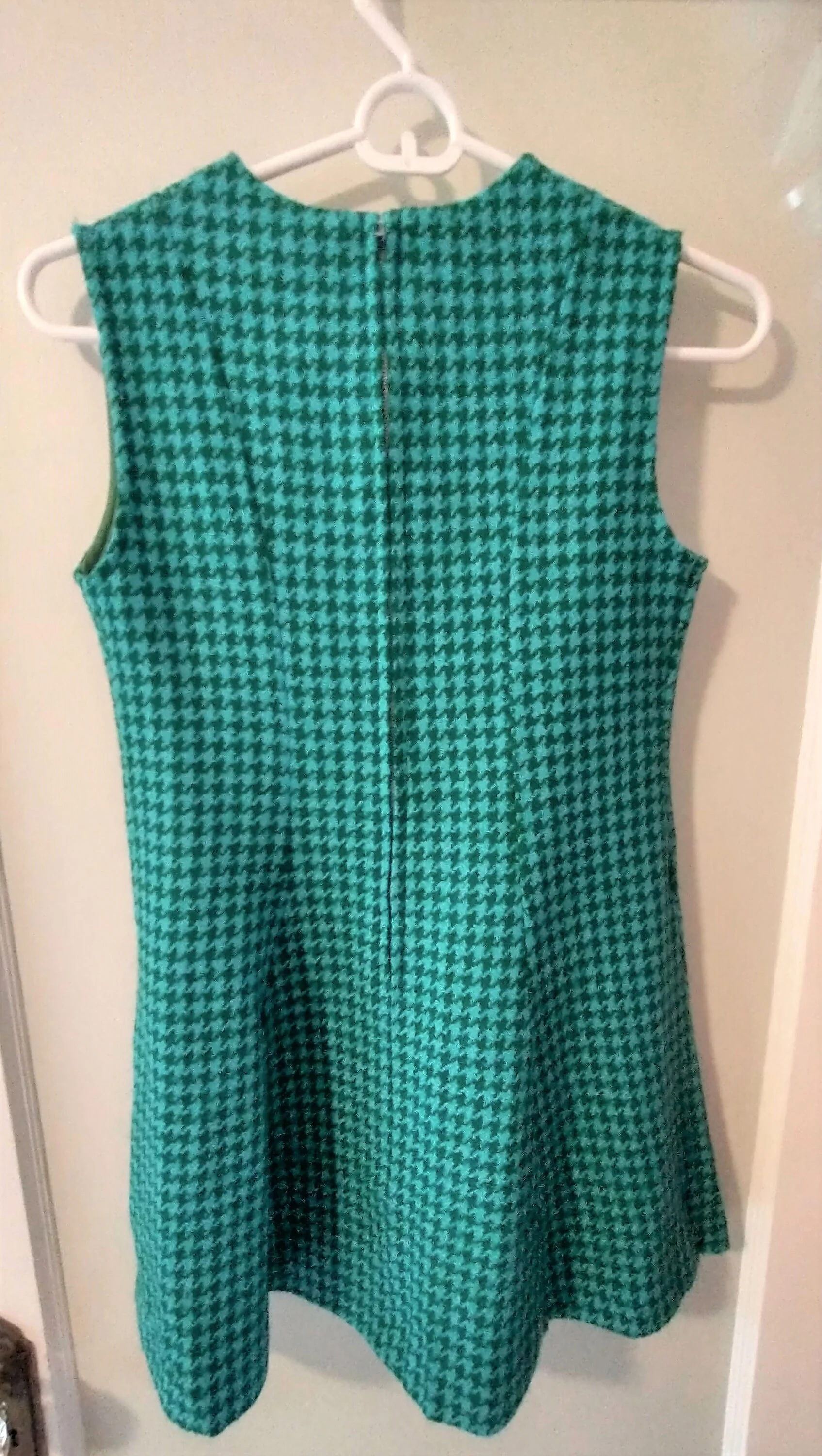 60s/70s Retro Blue and Green Check Mini Jumper Dress Women's Extra Small To Small by Carol Evans - Image 6