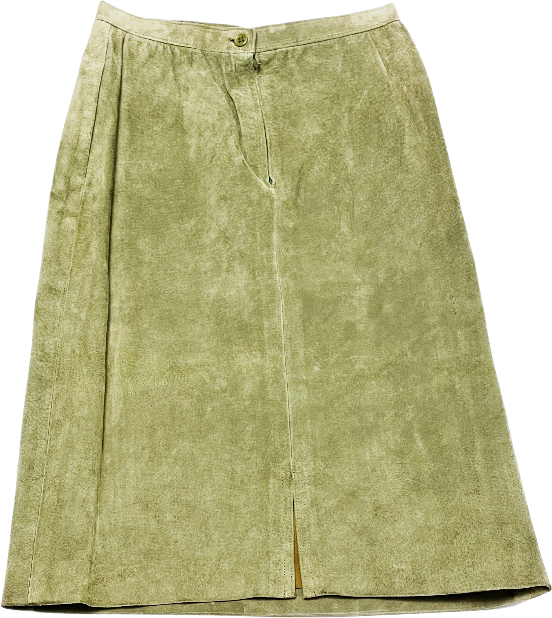 60s/70s Retro Olive Green Genuine Suede High Waisted Skirt By Ms Kipps - Image 2