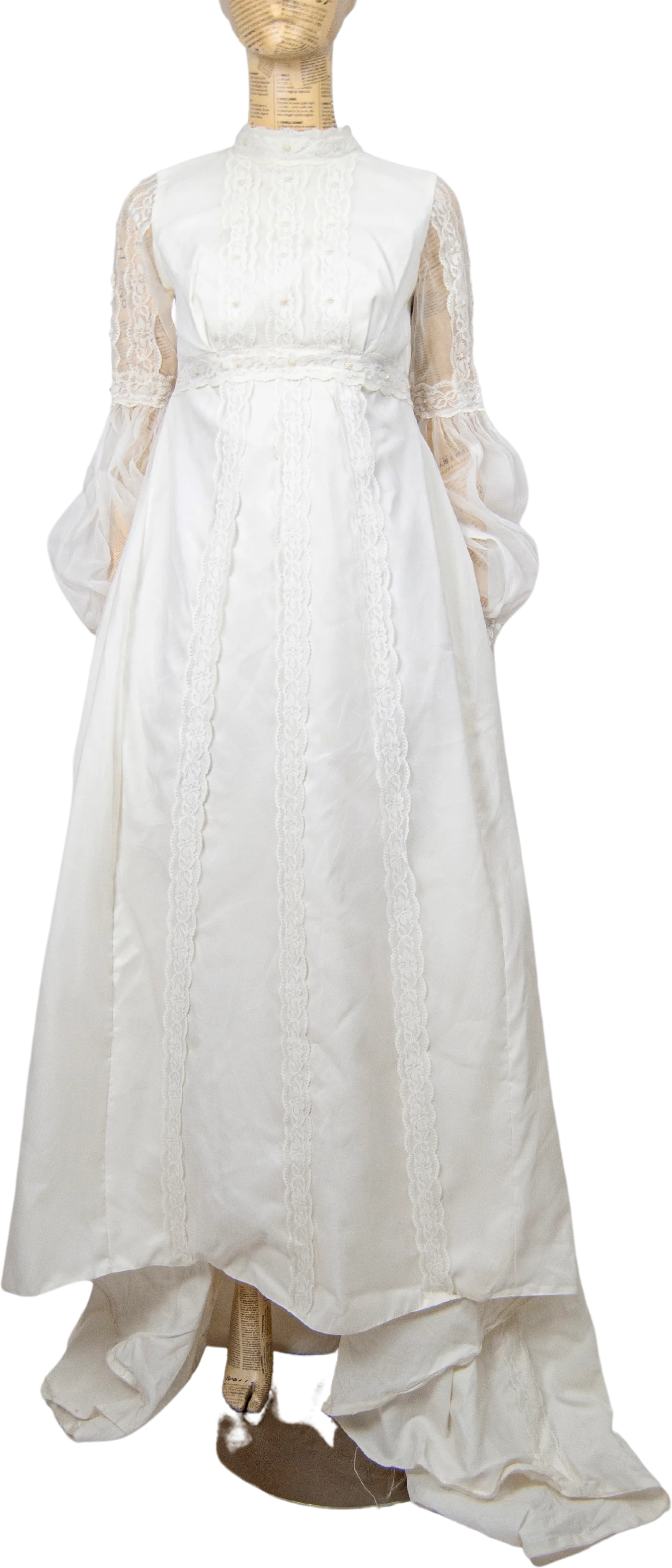 60s/70s Reverse Juliet Sleeve Wedding Gown