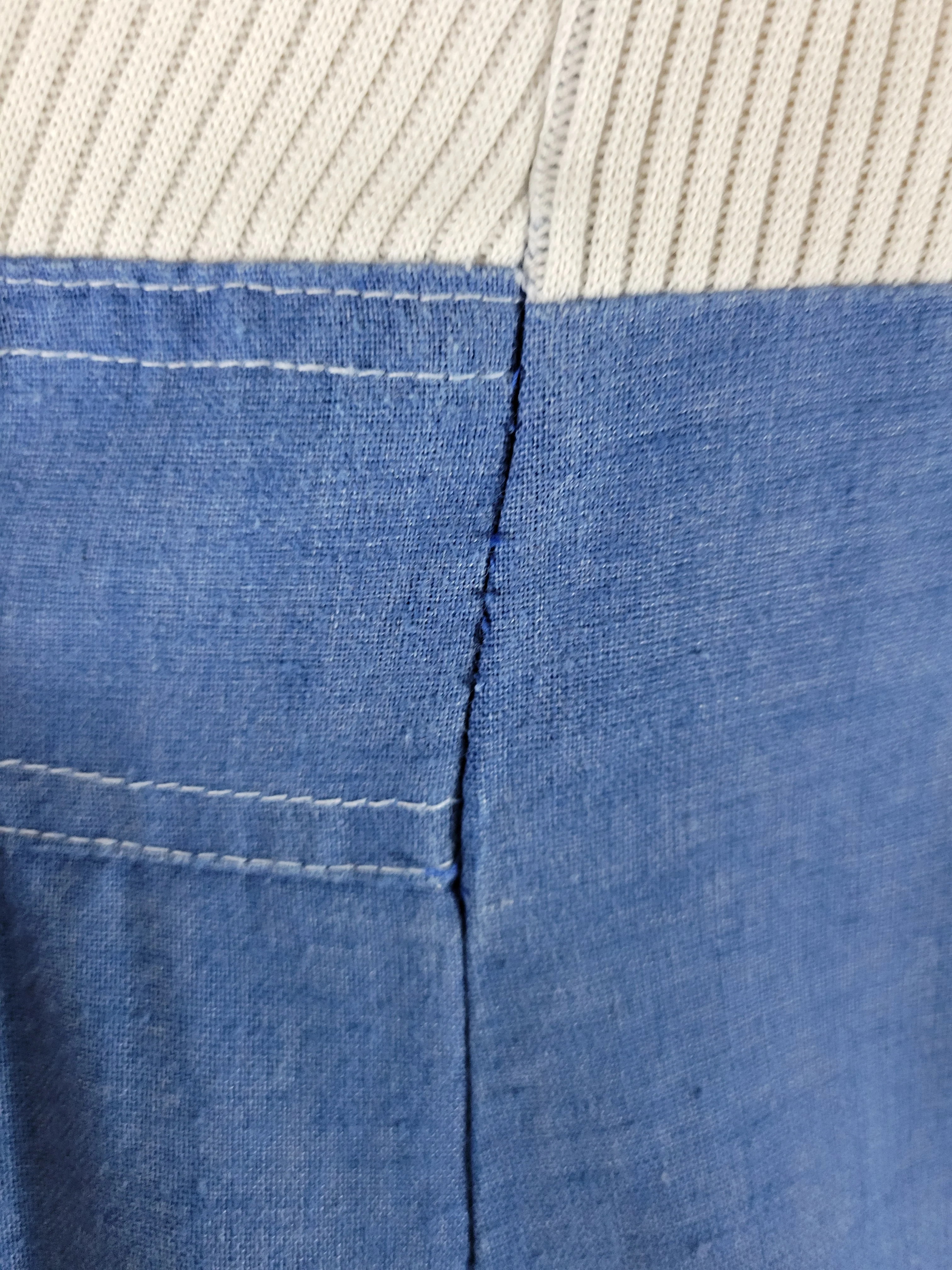 60s/70s Ribbed Denim Blue And White Sleeveless Maxi Dress - Image 10