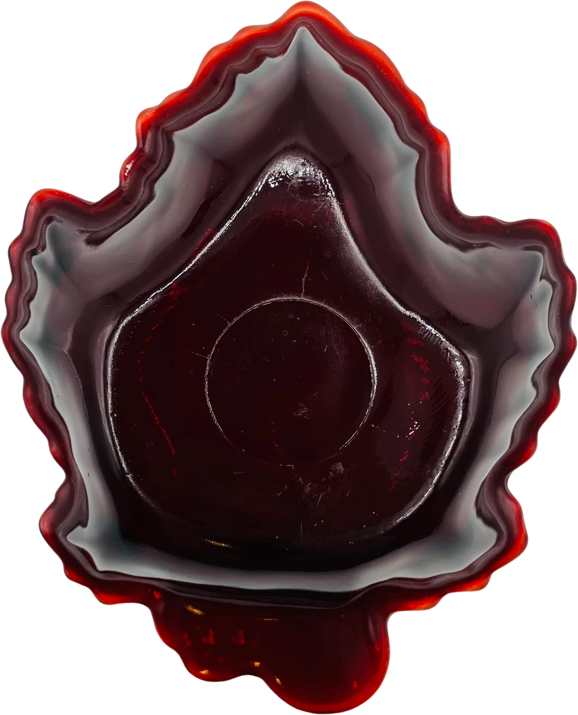 60s/70s Ruby Red Glass Maple Leaf Dish By Anchor Hocking - Image 2