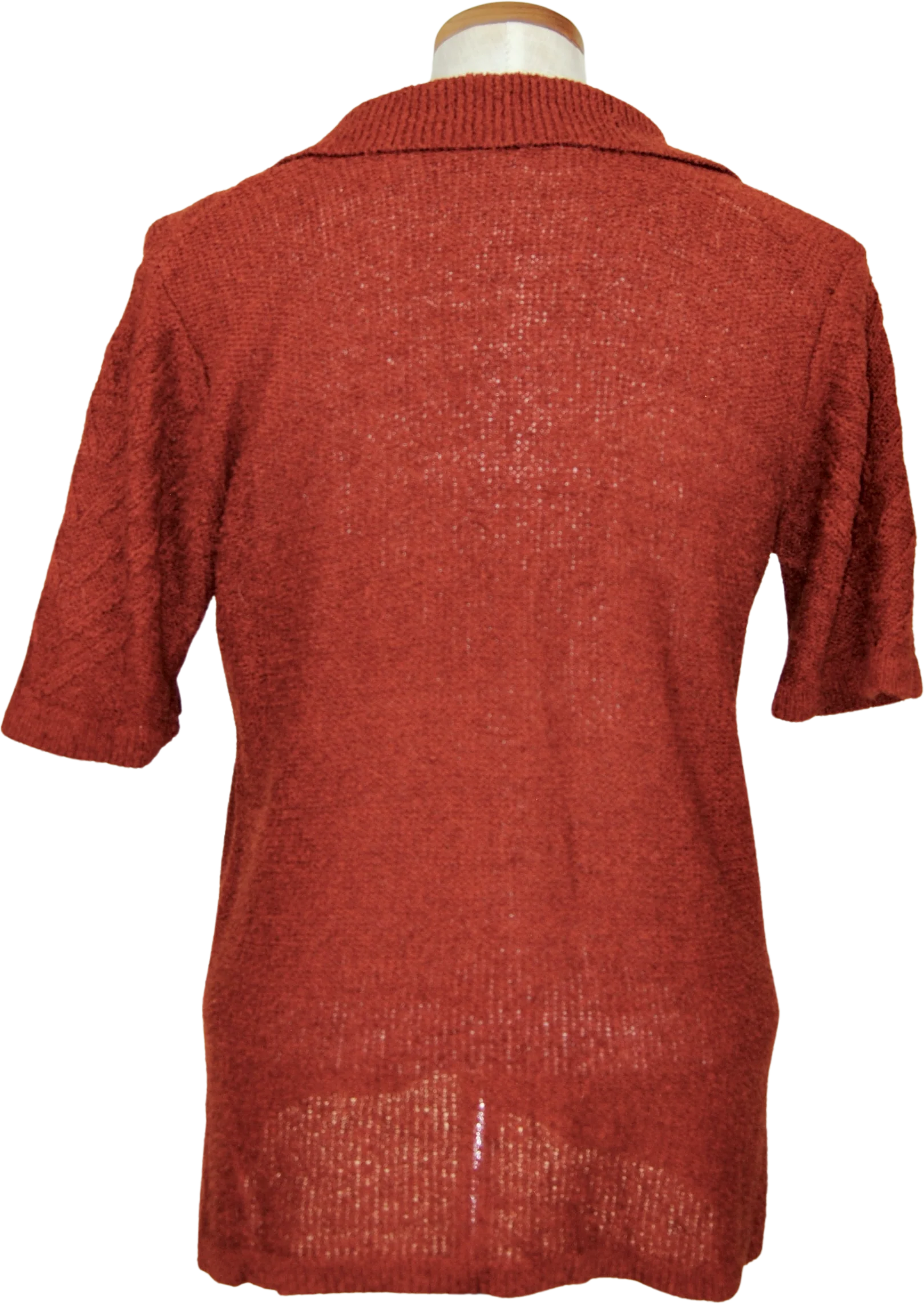 60s/70s Rusty Brown Boucle Short Sleeve Sweater - Image 2